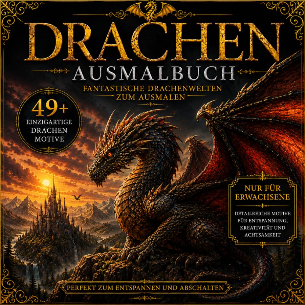 Das große Drachen-Malbuch für Erwachsene: Epische Fantasy-Motive zum Ausmalen