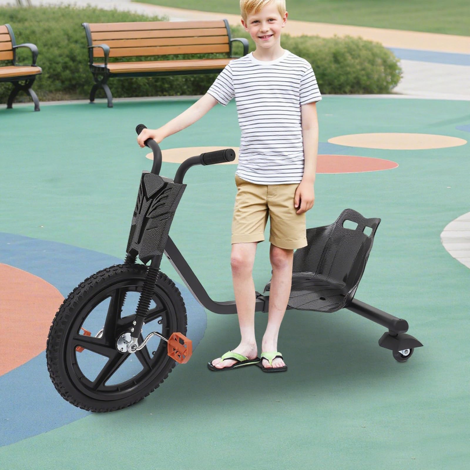 Drift Scooter, Monopattino per bambini con pedali, Drift Trike, portata 80 kg, ruota posteriore con luci, monopattino per bambini dai 6 anni in su
