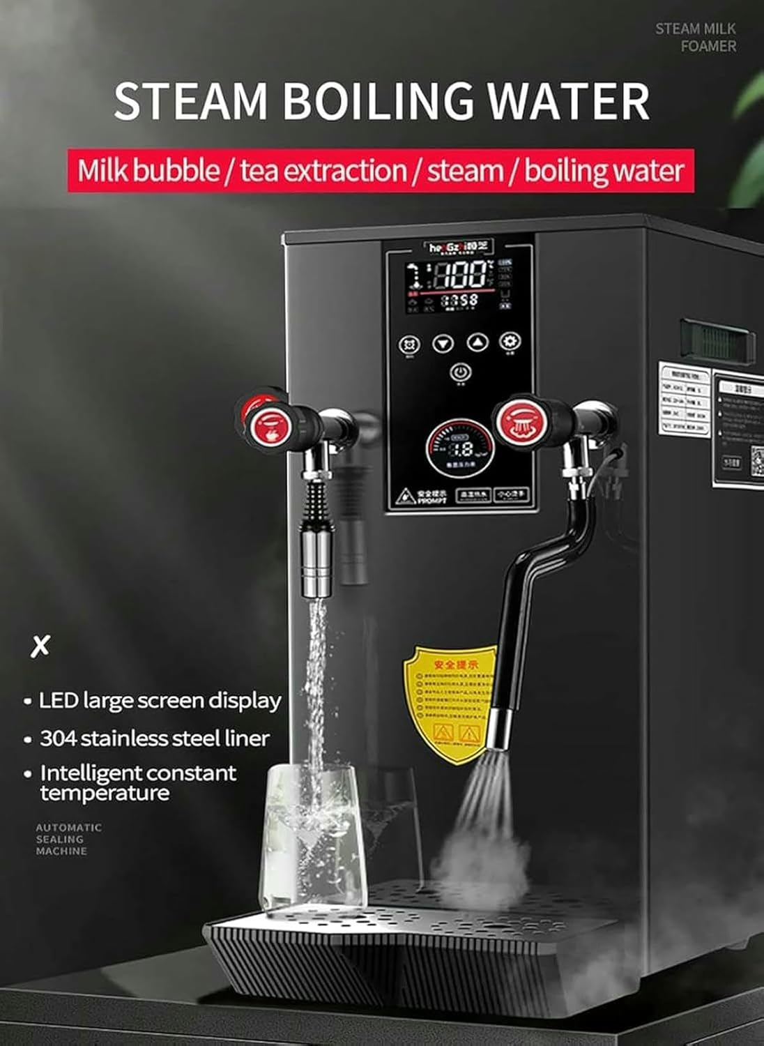 12L Multi-Purpose Milk Frother, Steam Milk Frothing Machine Full-Automatic Boiling,Electric Milk Foam Maker for Tea Coffee