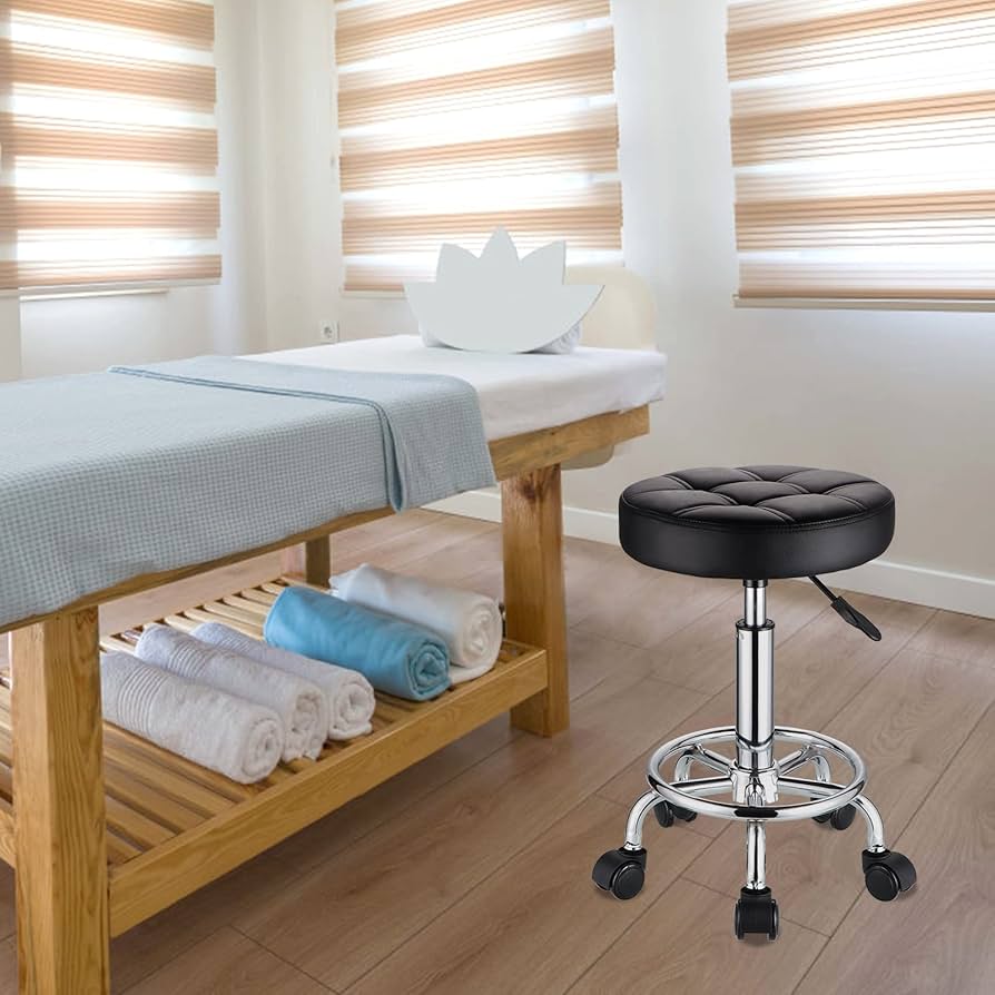 Amazon.co.jp: HMTOT ラウンドローリングスツールPUレザーシート