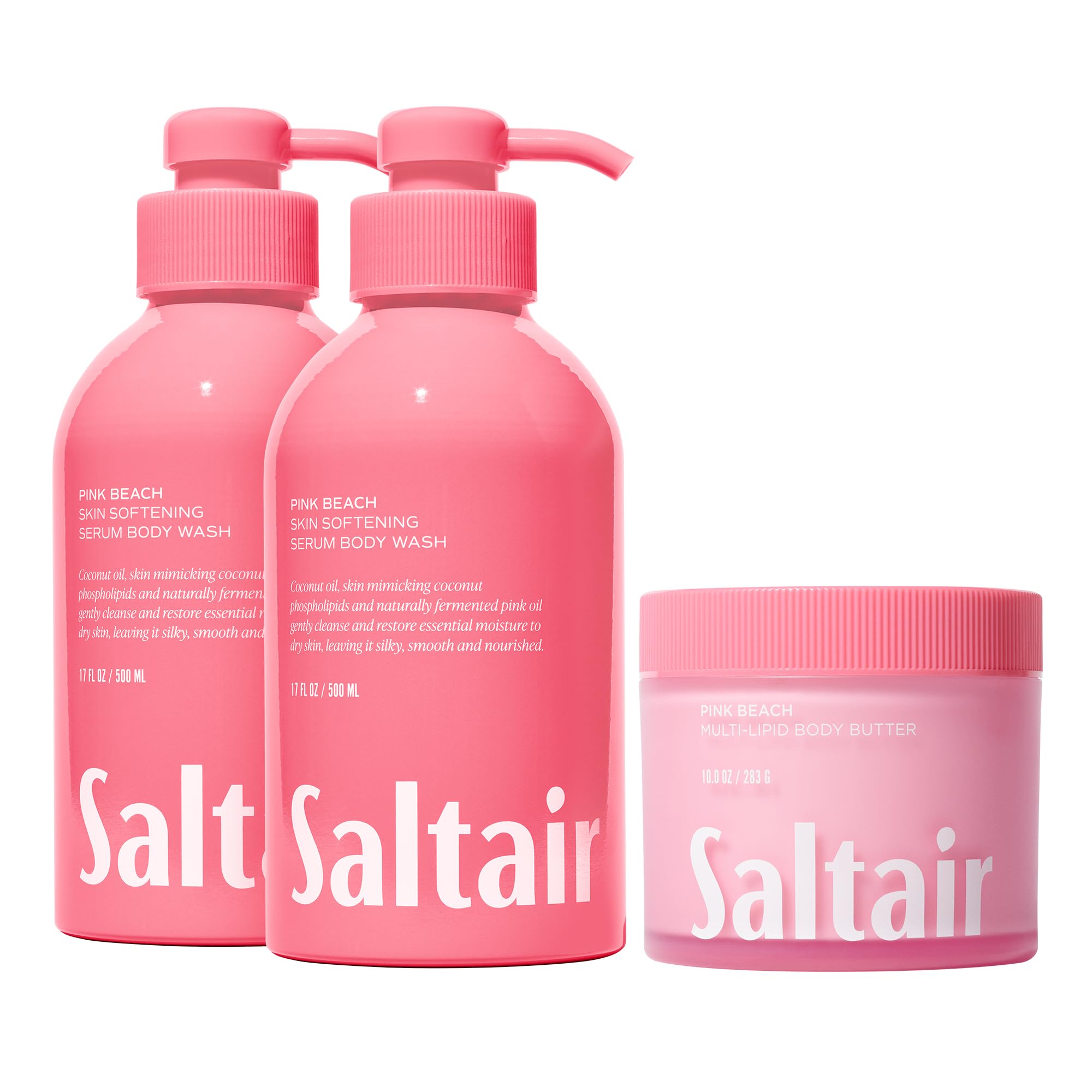 Saltair Body Wash Pink Beach 2-Pack Moisturizing Body Cleanser Multi-Lipid Body Butter - Rich Nourishing Pink Beach Hydrating