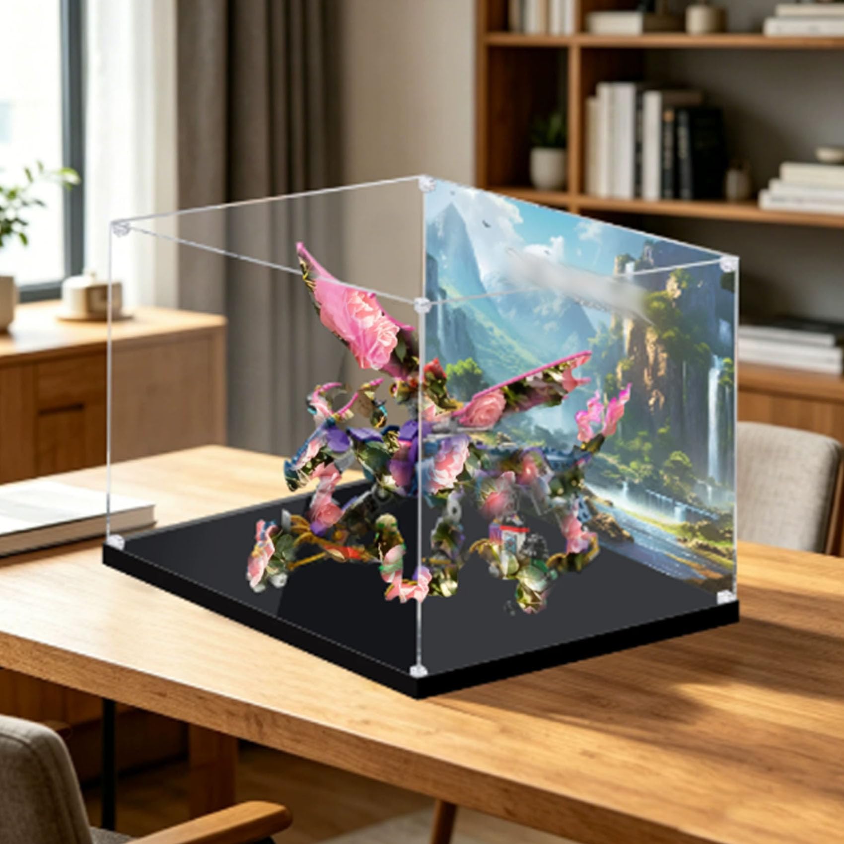 Acrylic Display Case for Le-go 71842 Dragon Model, Dustproof Display Box (display box only) (background 3mm-B)