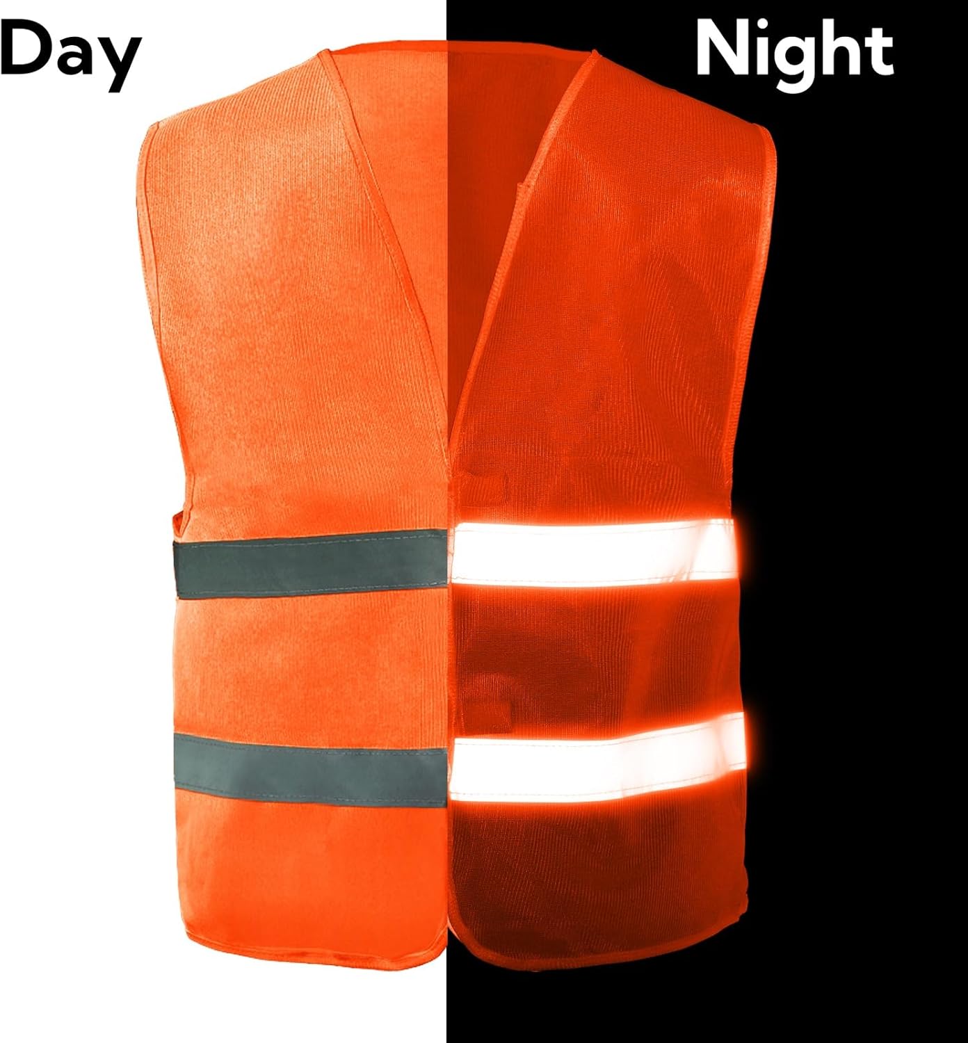 12 Pack Orange High Visibility Safety Vests, Security Vest with 2 Reflective Silver Strips, Hi Vis Construction Vests Bulk, Man Woman Mesh Emergency Vest for Outdoor Work Running Cycling - Image 4