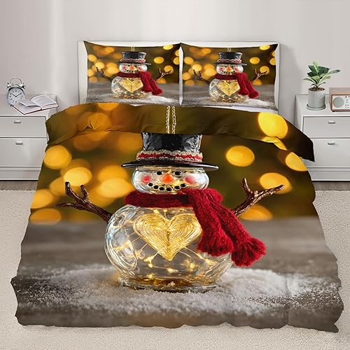 Miniatura 22 de Juego de funda de edredón nórdica de Navidad, estilo nórdico, copos de nieve, juego de ropa de cama con ciervos de Navidad, funda de edredón Navidad