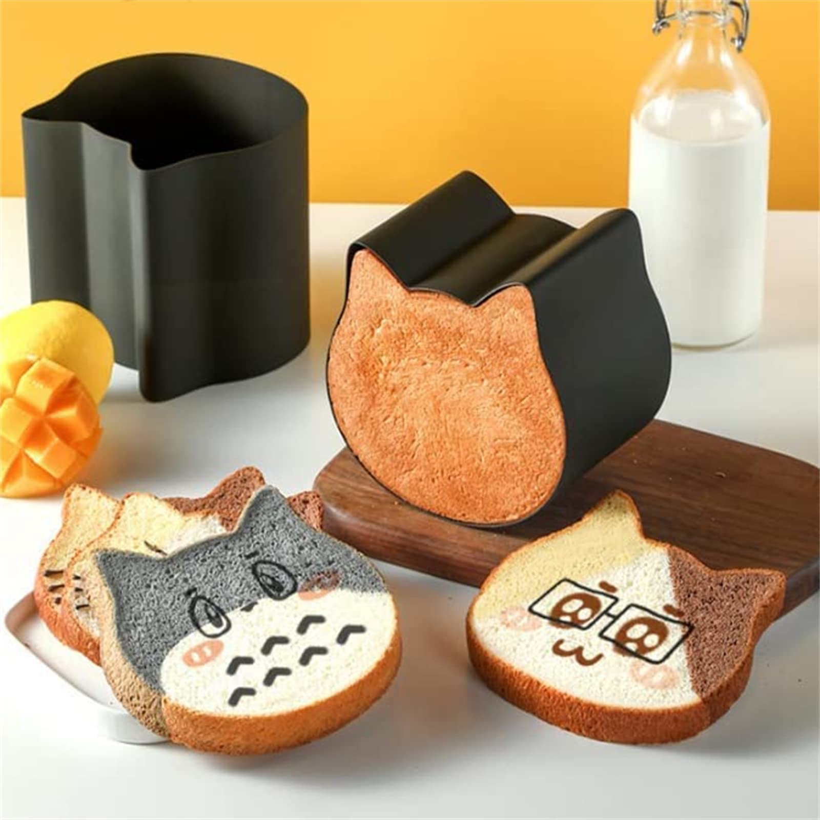 Molde antiadherente para pan con forma de gato con forma de gato para hornear pan de Navidad y postres, molde de tostadas para gatos, molde reutilizable antiadherente para molde de pan de gato
