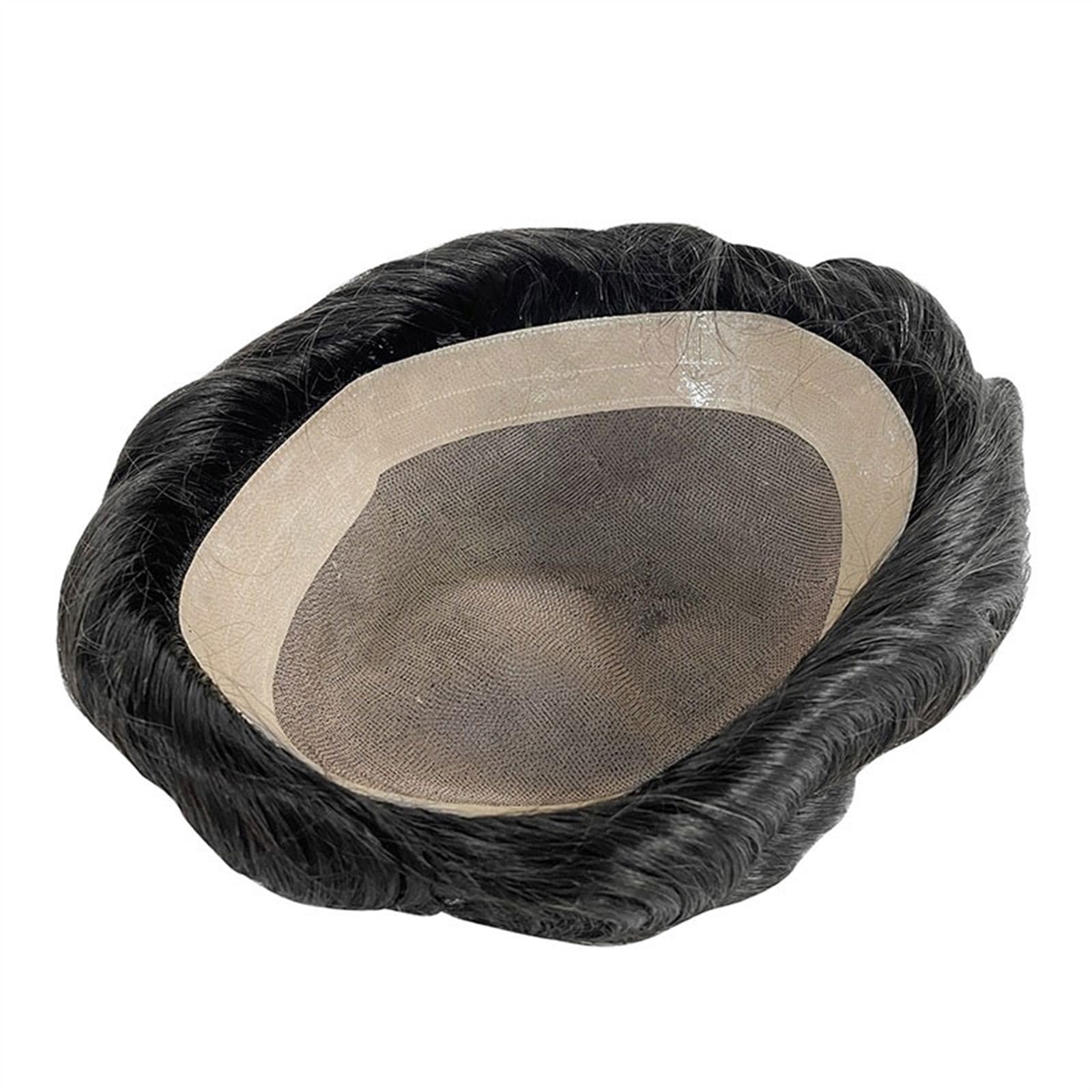 Tupet dla mężczyzn, proteza z siwymi włosami, peruka z naturalnych włosów, 100% indyjska peruka Remy, męski system tupetów, naturalnie wyglądające treski (1B05)