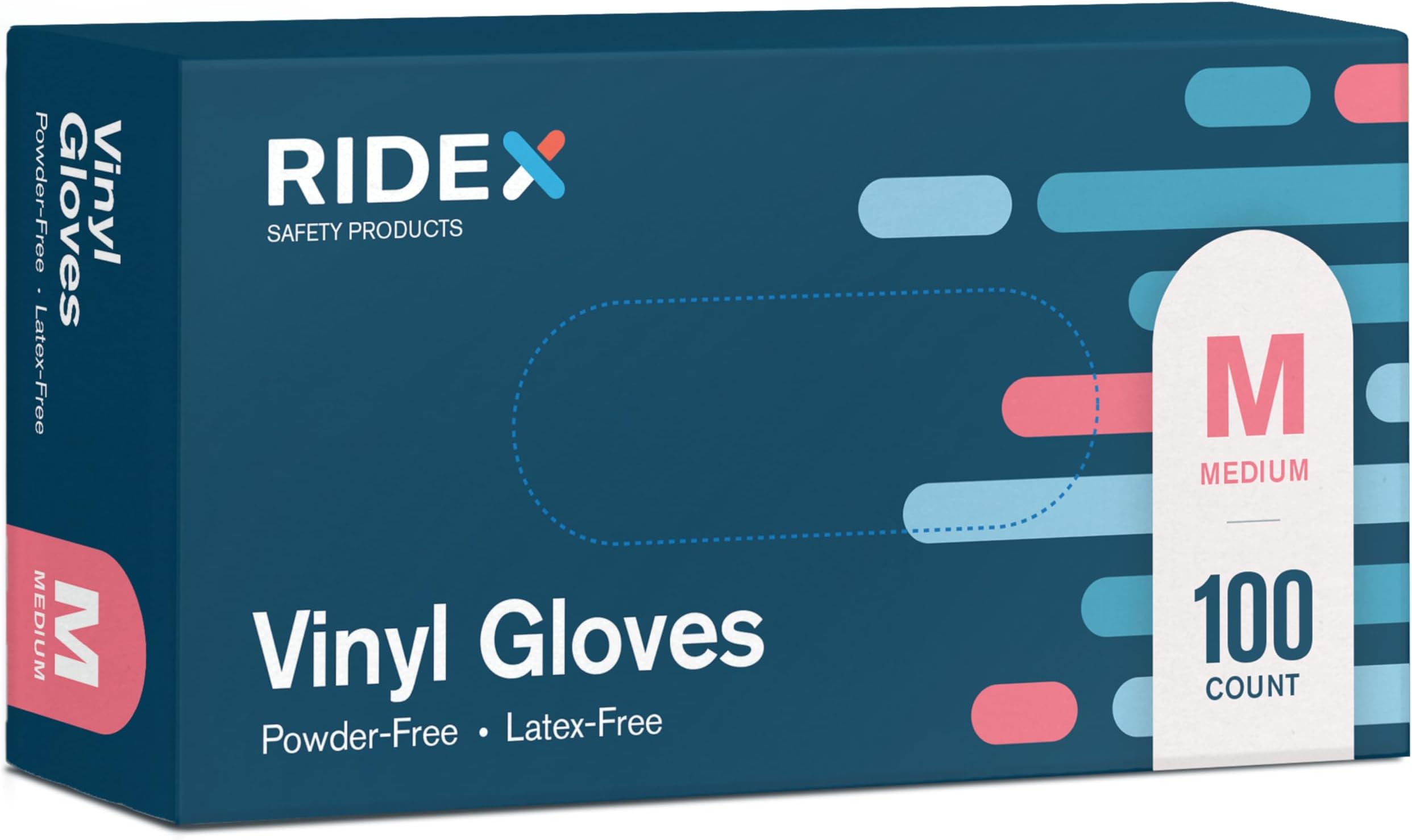 Ridex Disposable Gloves Latex-Free Clear Vinyl Gloves [100-Count] Powder-Free All-Purpose Gloves, Dispenser Box Gloves 100 Pieces - Size Medium Glove Medical