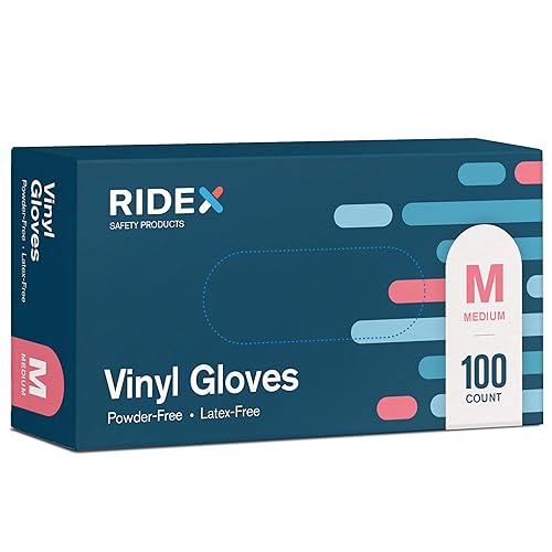 Ridex Medical - Guantes desechables de vinilo transparente sin látex 100 unidades guantes multiusos sin polvo guantes de caja dispensadora 100 Ridex Medical - Guantes desechables de vinilo transparente sin látex 100 unidades guantes multiusos sin polvo guantes de caja dispensadora 100