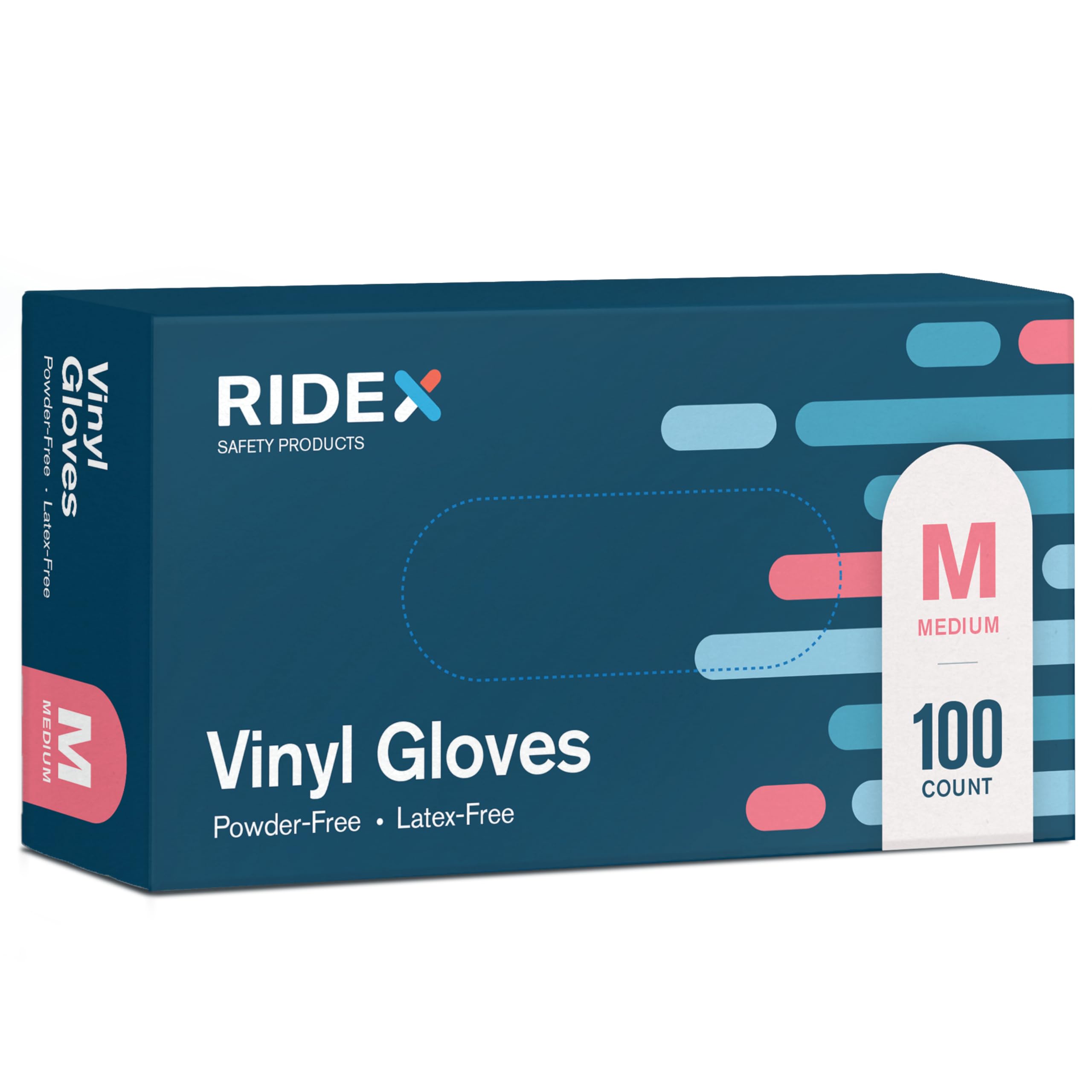 Ridex Disposable Gloves Latex-Free Clear Vinyl Gloves [100-Count] Powder-Free All-Purpose Gloves, Dispenser Box Gloves 100 Pieces - Size Medium Glove Medical