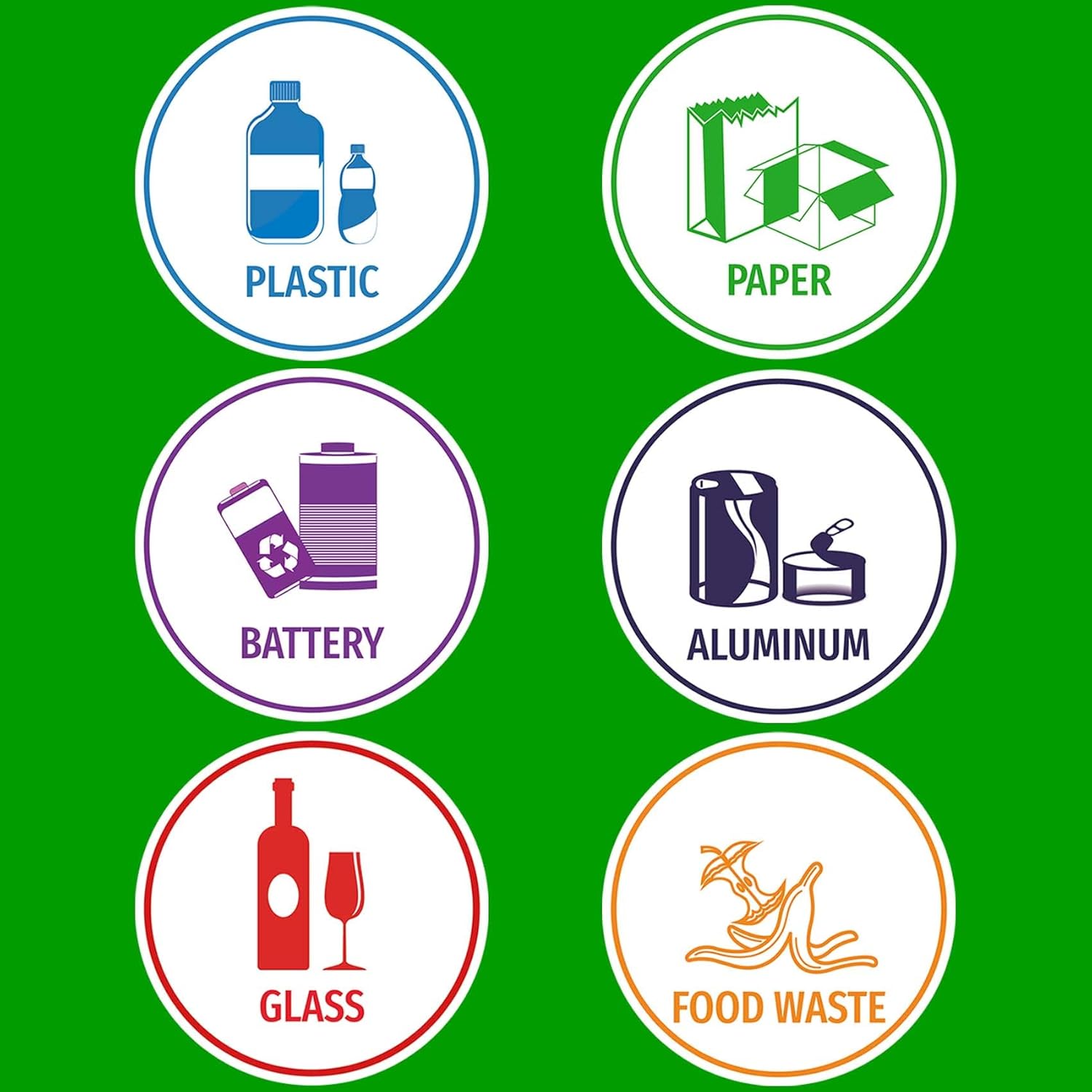 6 Pcs Recycle Sticker for Trash Can, Vinyl Trash and Recycle Stickers