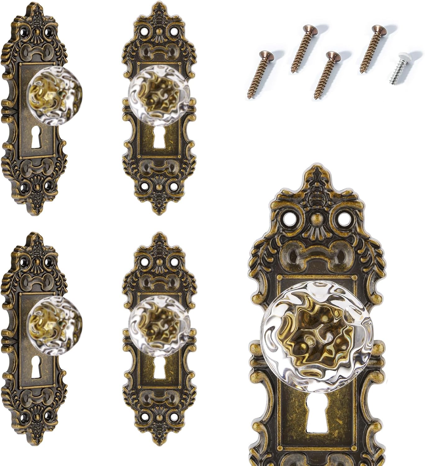 Vintage Dummy Door Knob Interior Crystal Glass Door Knobs 4 Drawer Dresser Handles Antique Bronze Cabinet Knobs Keyless Decorative Hallway Closet Door Pulls 4 Pack Antique Bronze