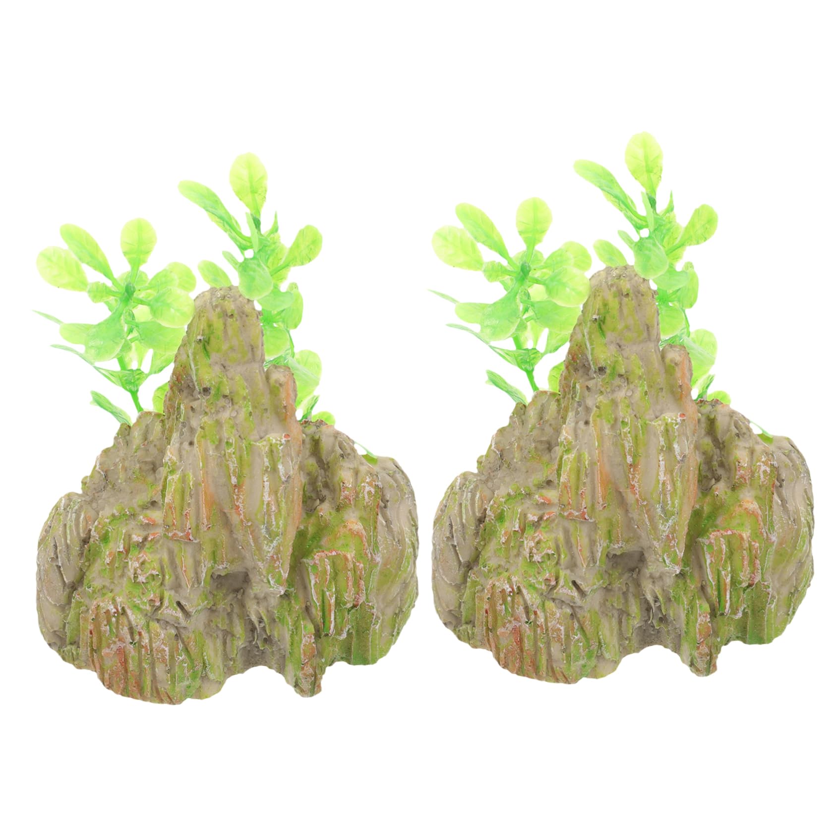 PRETYZOOM Pecera Rocalla Paisajismo Adornos De Acuario Decoraciones De Peceras para Decoración Pecera Adornos Pecera Decoración del Paisaje del Tanque De Peces 2 Piezas X 4