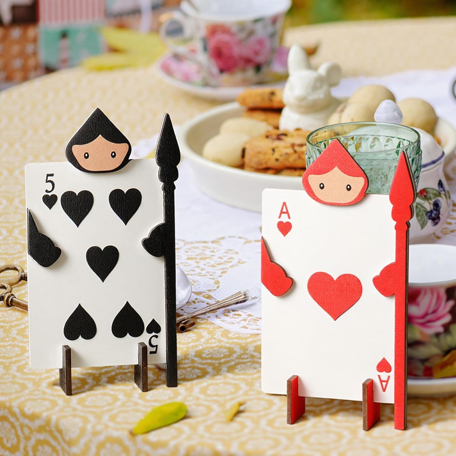 AceOrbit 12 Pcs Wonderland Tea Party Decoration Table Centerpiece Playing Cards Poker Soldiers Party Supplies for Wonderland Tea Birthday Afternoon Teas Baby Shower Garden Table Decoration