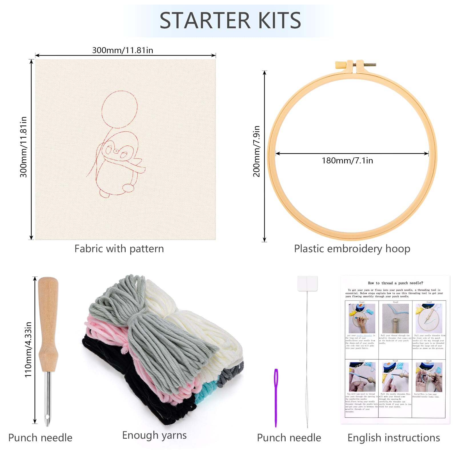 Kit Punch Needle Per Ricamo - Completo Con Ago, Filo, Telaio E Istruzioni Per Principianti E Adulti - Foto 9