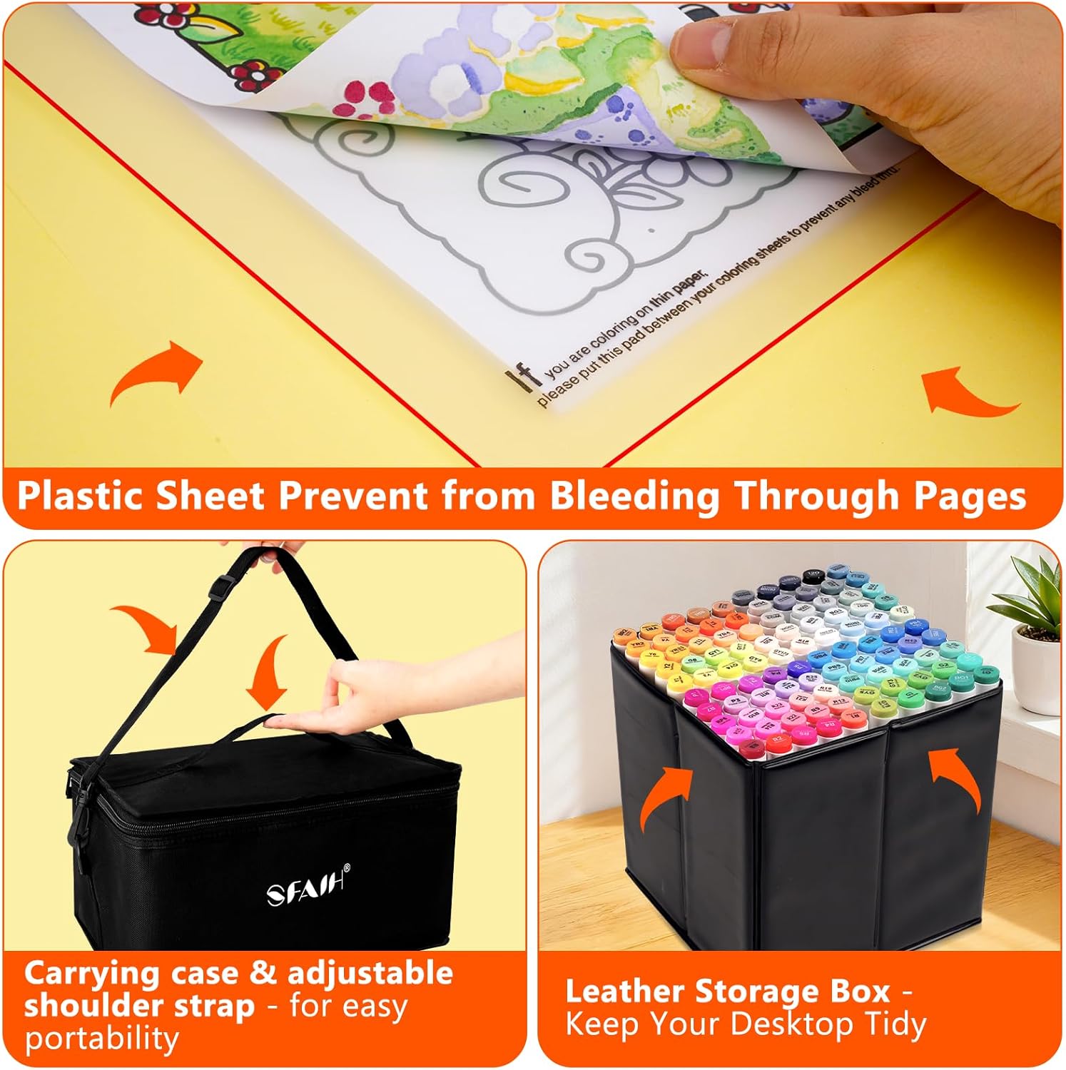 SFAIH Alcohol Markers Fine & Chisel - 121 Colors Dual Tip Coloring Markers for Adult Coloring Sketch Illustration -Leather Storage Box, No-Bleed Sheet, Seamless Blending, Greeting Card - Refillable - Image 9