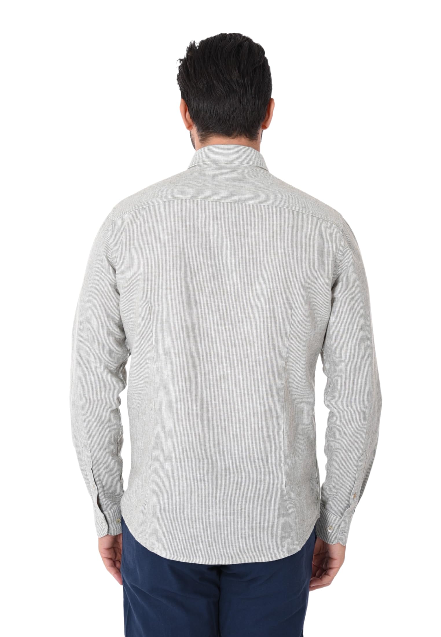 Camicia Lino Uomo Millerighe con Collo Francese Camicia Estiva Elegante