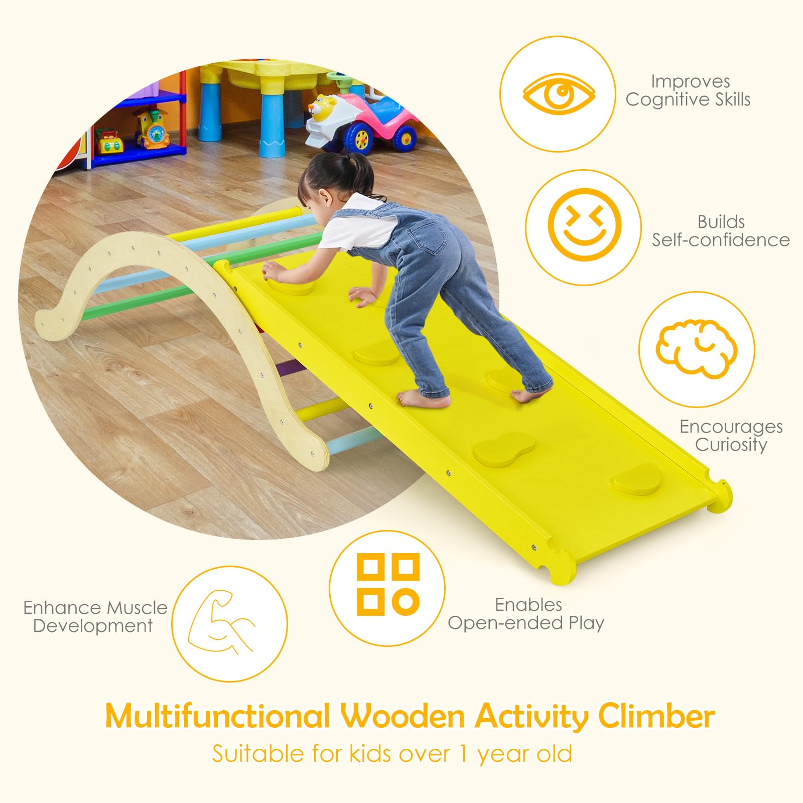 Joyz Triangle D'escalade Pliable, Aire De Jeux Intérieure, échelle En