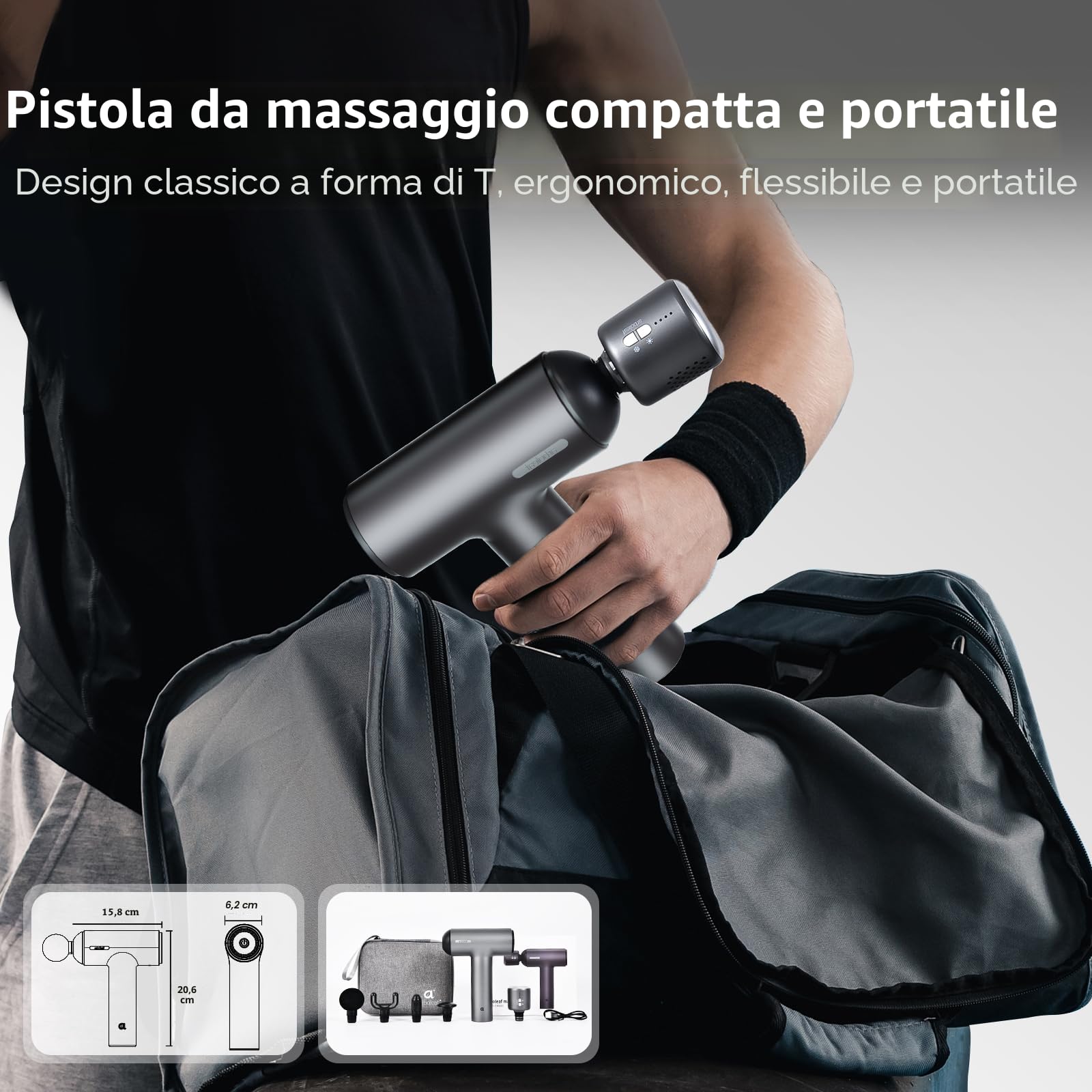 arboleaf Pistola per Massaggio Muscolare Con Caldo e Freddo, Pistola Professionale Massaggiante Profondo Tessuto 6 Velocità Massage Gun con 5 Testine di Massaggio per il Rilassamento dei Muscoli