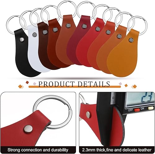 Miniatura 3 de Nosiny 100 llaveros de cuero en blanco a granel de 10 colores para grabado láser, kit de llavero de piel sintética para bricolaje, Bright Color,