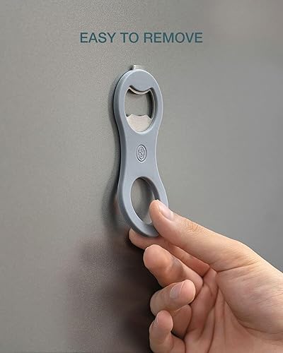 Miniatura 6 de 8SOM Abrebotellas de cerveza magnético 2 en 1 para refrigerador y RV con captador de tapas, superficie de silicona suave al tacto que protege el