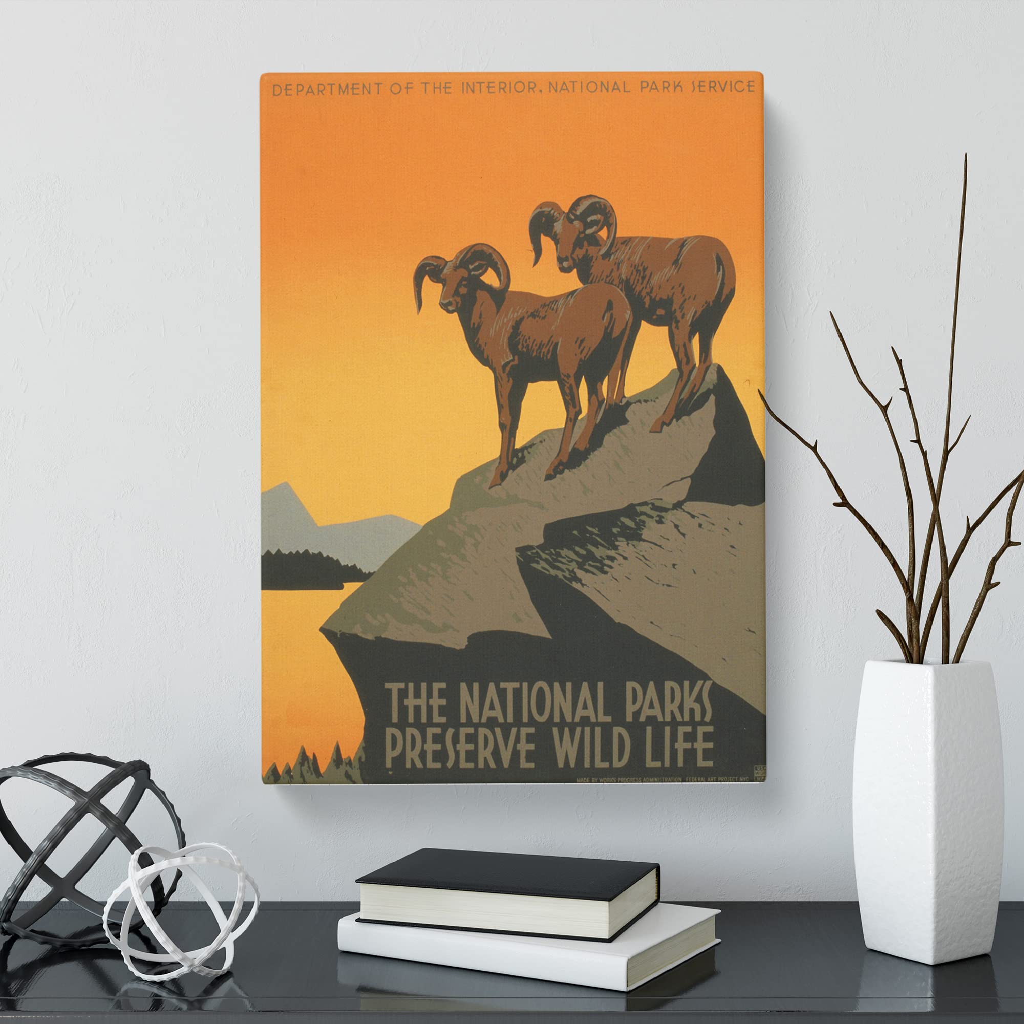 Wpa National Parks Travel Poster Canvas Print, Mixed, 25L x 50W cm - Image 2