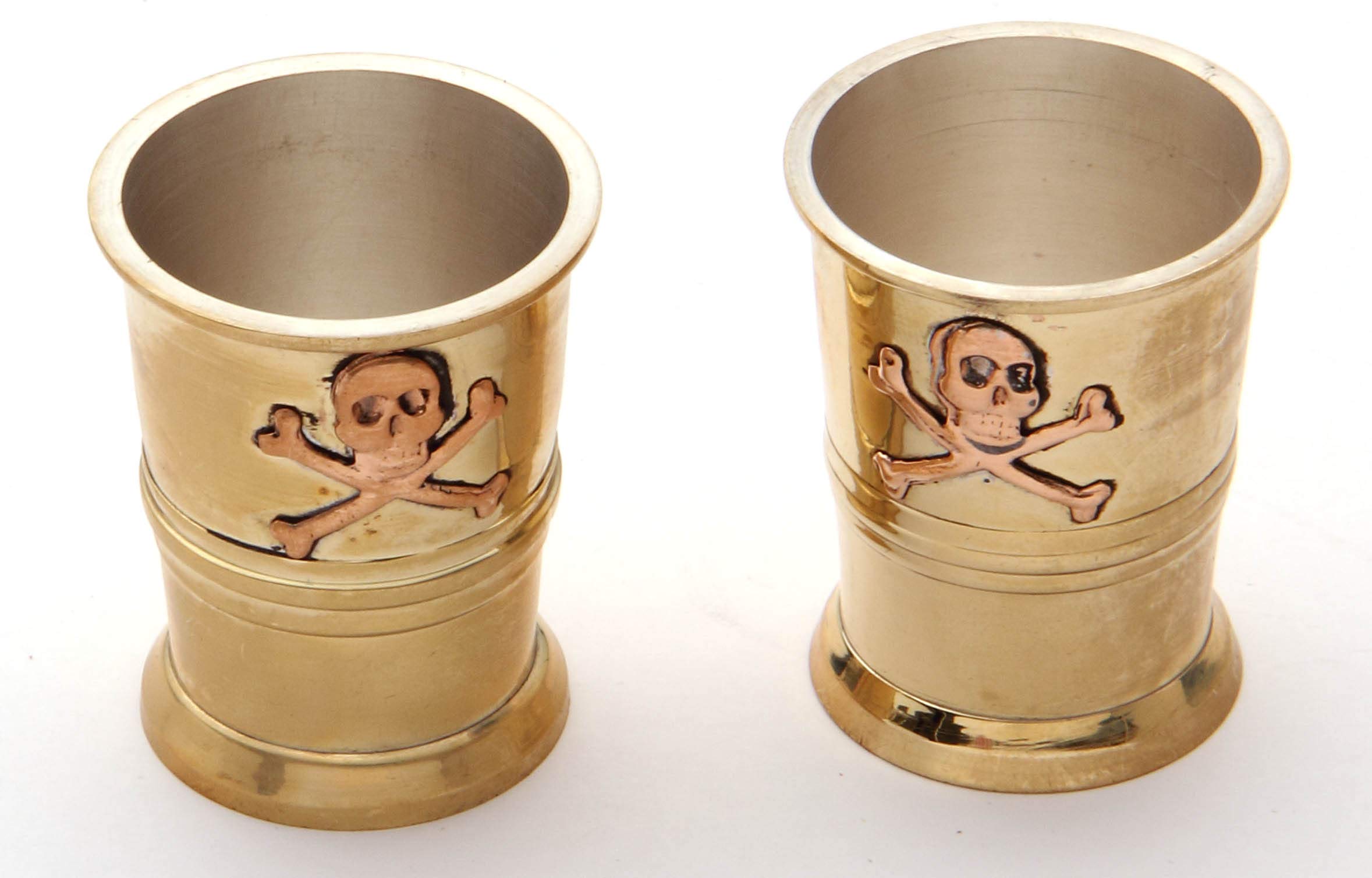 Museum Replicas Pirate Captain Brass Cups Shot Glasses with Storage Box