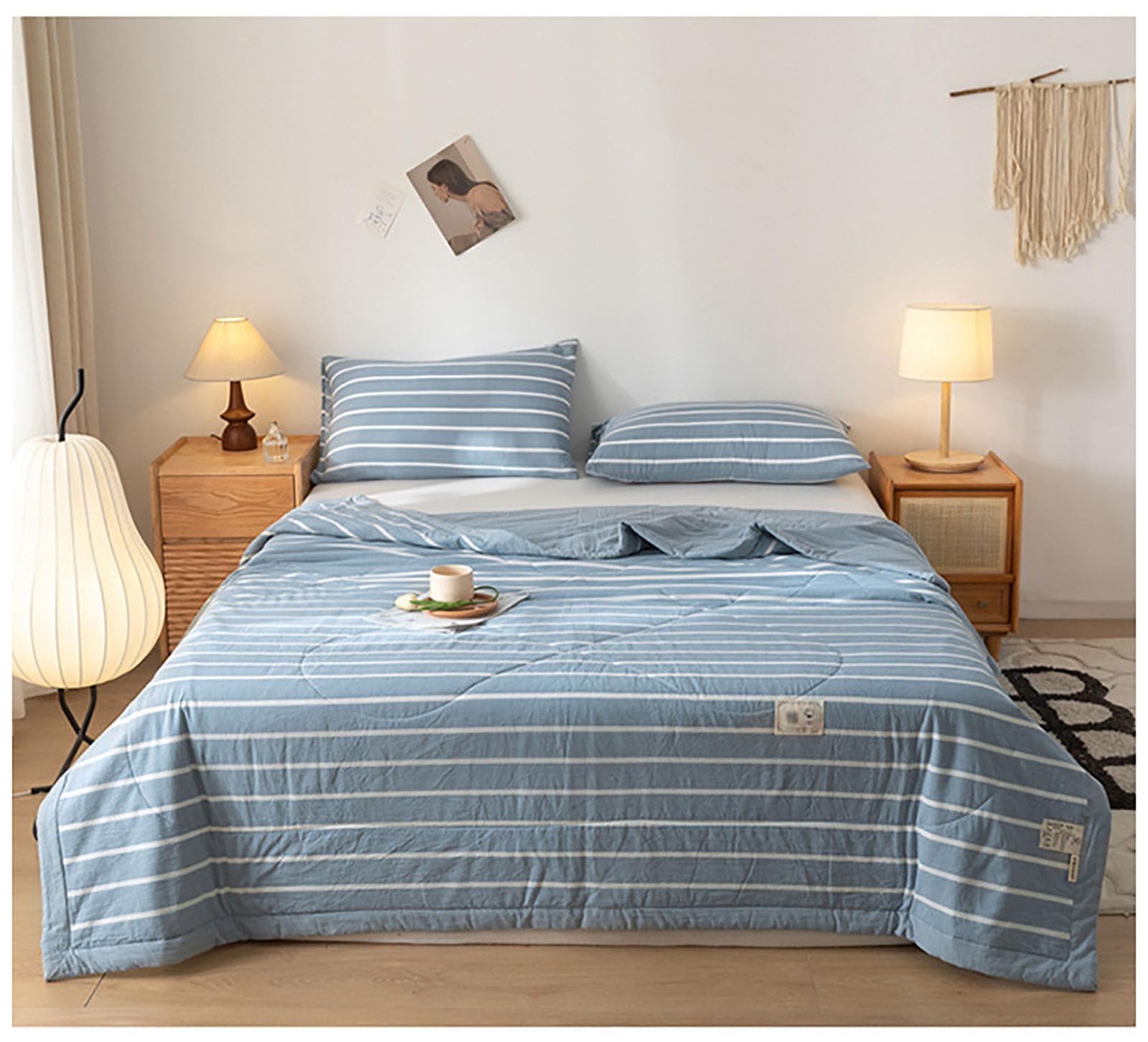 Gofohimi D Classic Plai Print Bedding Comforter Queen Thin Quilt Summer Lightweight Blanket, Washe Cotton Fabric, Soft Comfy Breathable Be Blanket,,150X200cm