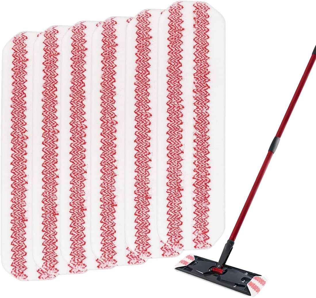 Mop Pads Replacements Compatible with Cedar H2prO Flat Mop - Microfiber Mop Replacement Heads for Cedar/Vileda H2prO Flat Floor Mops - Washable Pad for Floor Cleaning - 6Pack