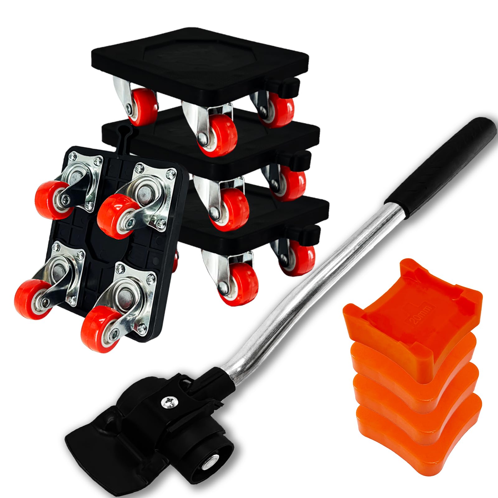 Loyala Furniture Mover with Wheels, 9 Set Furniture Lifter Tool, 360° Rotation Wheels Furniture Dolly, 680 Lbs Capacity, for Moving Heavy Furniture, Refrigerator, Sofa, Cabinet Black