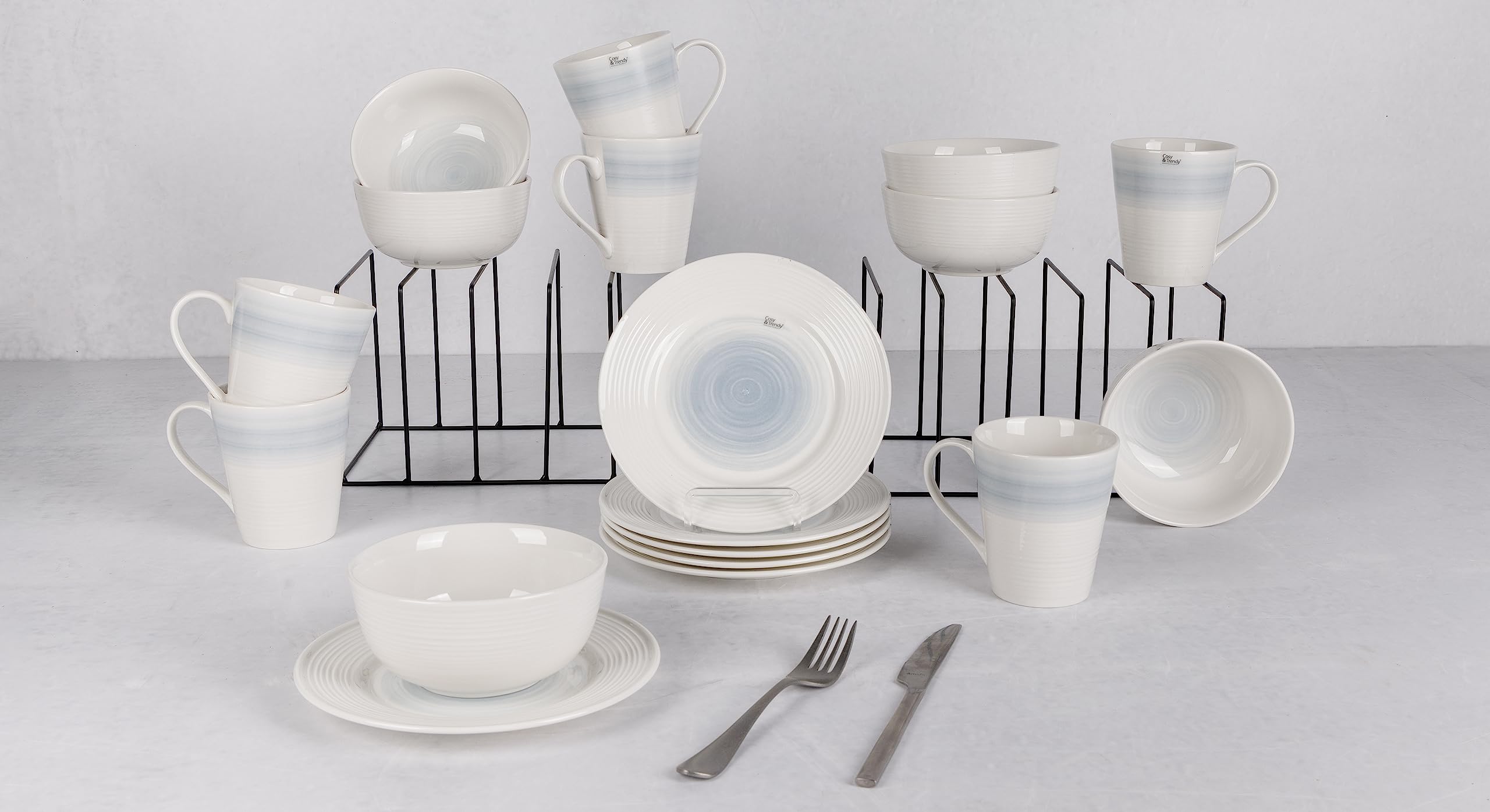 Porcelaine Brindisi Sea service de table haut de gamme 18 pièces Cosy Trendy
