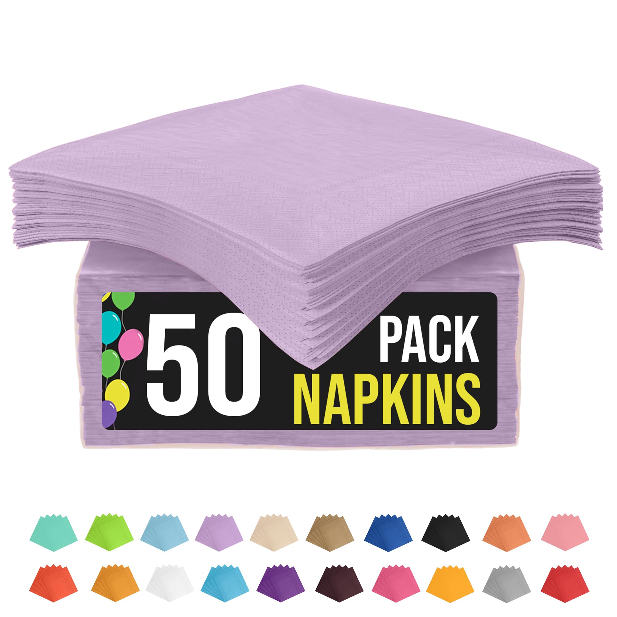 Party Solids Lavender Napkins Disposable Everyday 50 Pcs 2 Ply Lavender Dinner Napkins Paper Everyday For Parties & Party Supplies