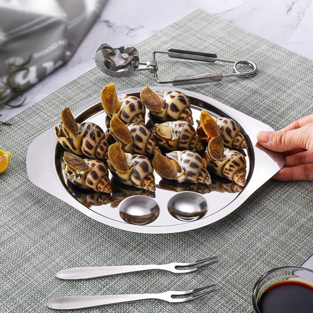 2 Pz Piatto Di Lumache Piatto Porta Ostriche Teglia Per Uova Da Portata Di Ostriche Padella Teglia Da Forno Di Polpo Escargot Pallet Acciaio Inossidabile Scomparto Francia