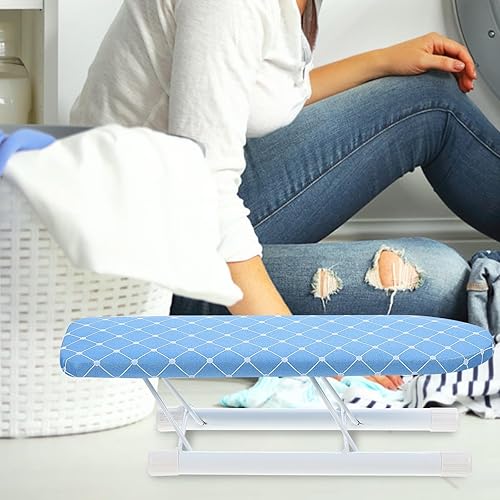 Miniatura 7 de Mini tabla de planchar plegable pequeña tabla de planchar tabla de planchar tabla de planchar plegable con manga fija para coser azul cielo