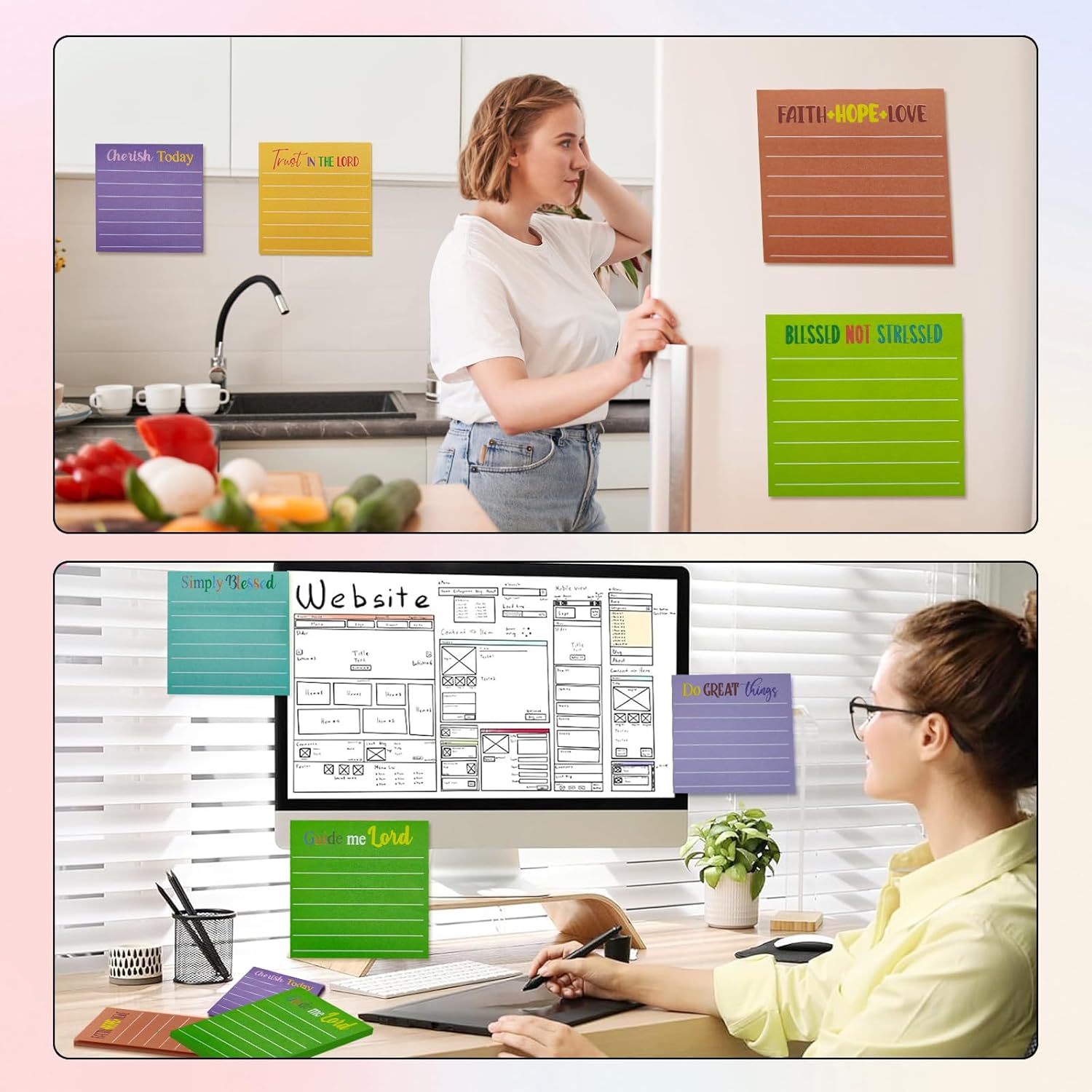 24 Pack 720 Sheets Bible Verses Sticky Notes Post It Inspirational Scripture Quotes,3 x 3 Inch Christian Motivational Positive Memo Pads Mini Notepads with Lines,Religious Office & School Supplies - Image 4