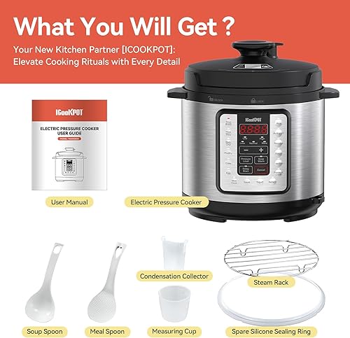Miniatura 9 de Olla a presión eléctrica 16 en 1, cocción lenta, arrocera, vaporera, yogur, calentador y esterilizador, programable con mantenimiento automático del