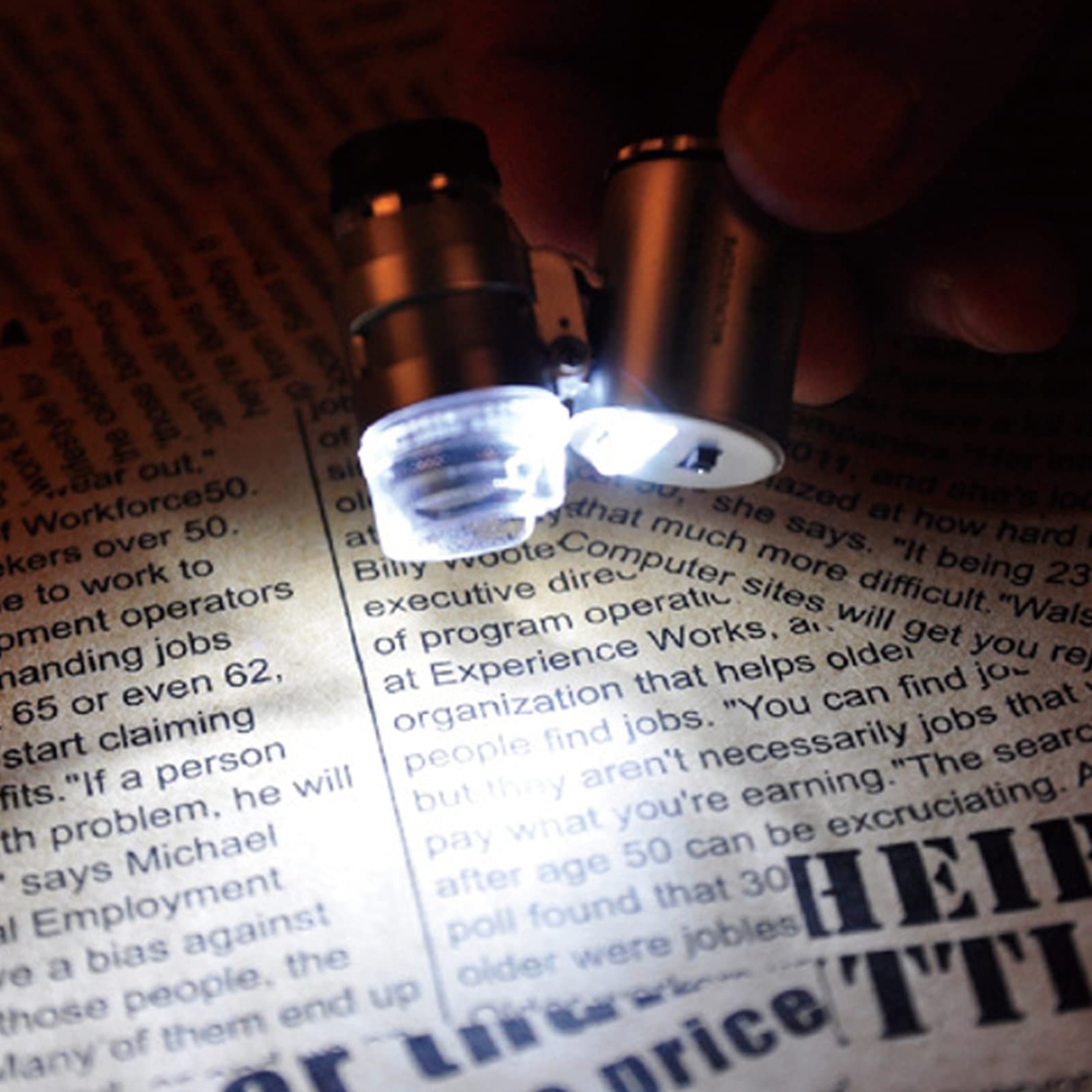 FeiYeup Magnifier Portable Pocket Microscope with 60X Magnification LED Light & UV Light Suitable for Jewelry & Currency Observations