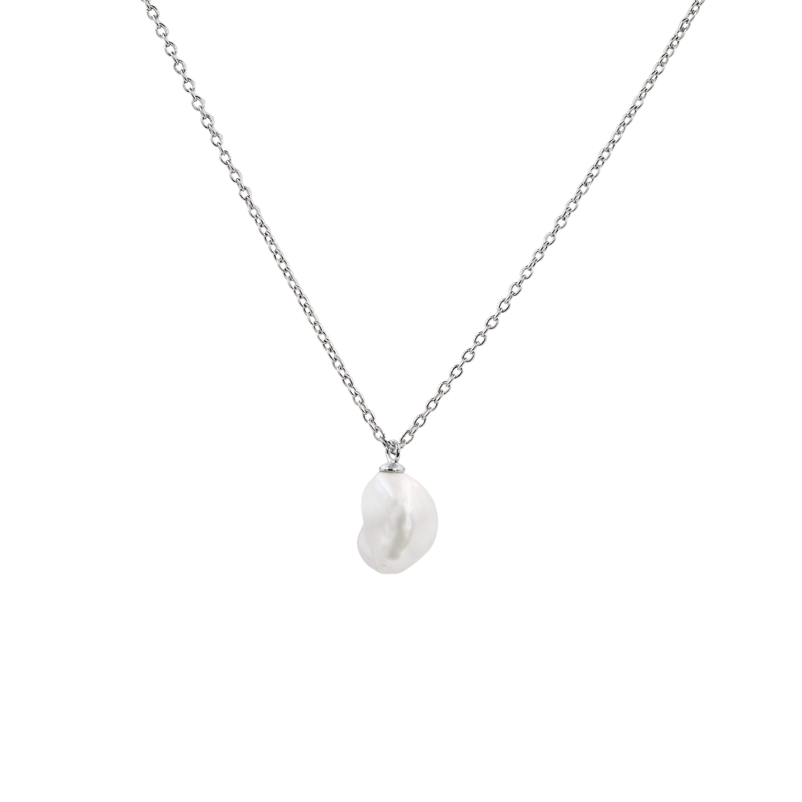 Secret & You Collar de Mujer Perlas Cultivadas Keshi de Agua Dulce - Cadena y Colgante de Plata de Ley de 925 Bañada en Oro de 18k 38 a 45 cm de Largo.