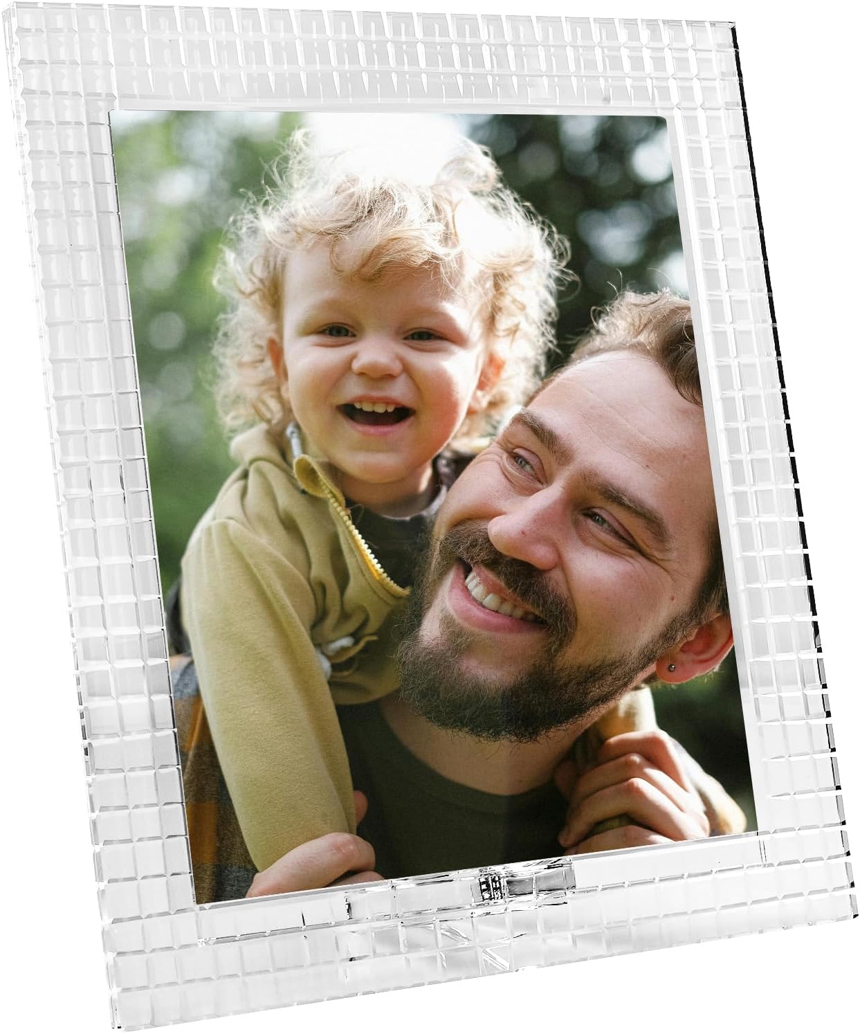 Crystal Wedding Frame 5x7Inch of Keepsake Photo Frames, Crystal Picture Frames with Embossed Design, Tabletop Display Decor Frame(Fit 5x7 Max Photos), Comes with Gift Box