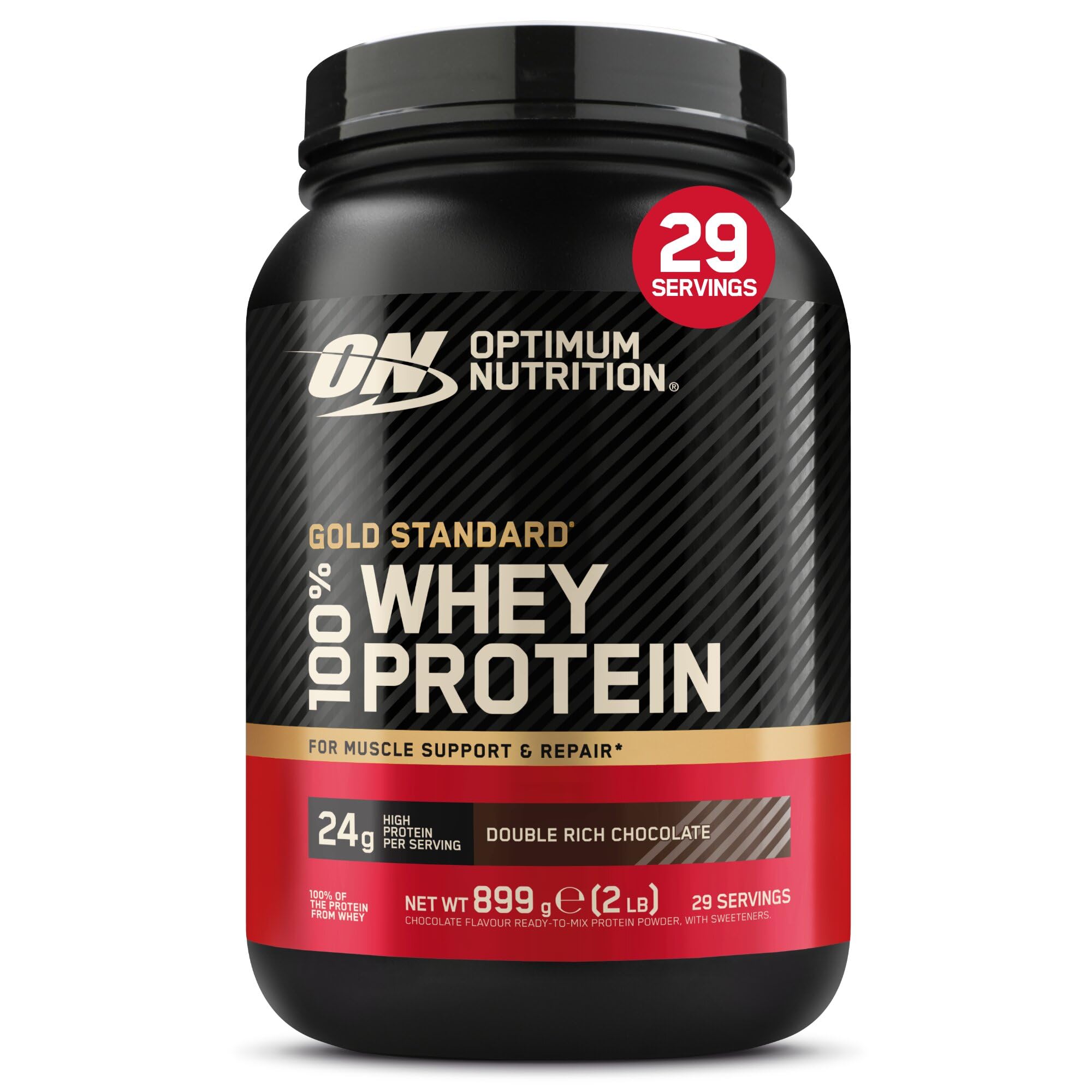 Gold Standard 100% Whey Protein Powder, Double Rich Chocolate, 899g, 29 Servings