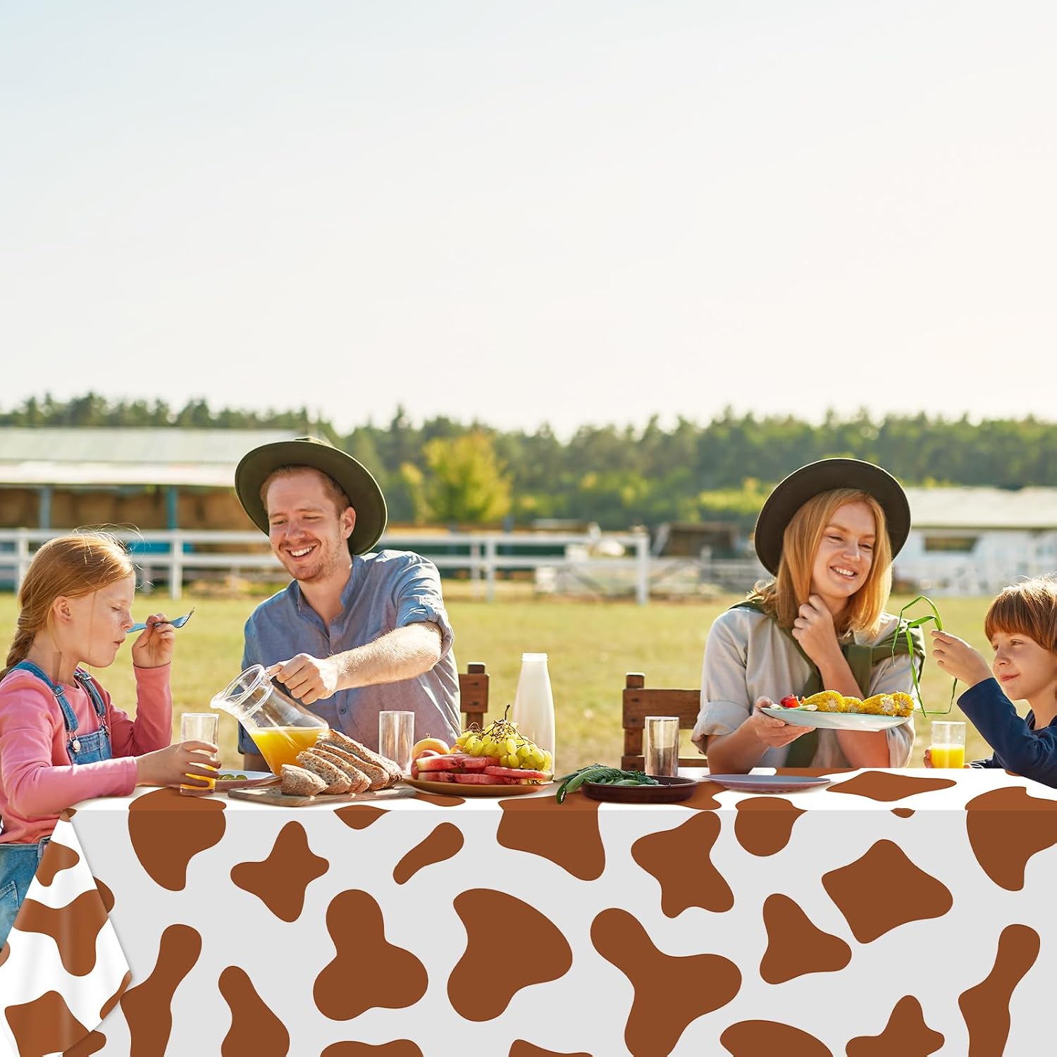 4pcs Cowboy Party Decorations Western Cowboy Tablecolth Cow Print Wild West Party Supplies Brown Rodeo Cowgirl Plastic Table Cover Disposable for Birthday Bachelorette Boys Kids Baby Shower Favor image 4