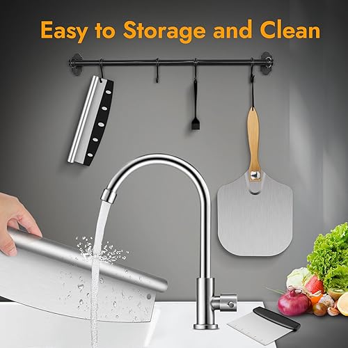 Miniatura 6 de Pizza Peel, 12" x 14" Pizza Spatula for Oven, Aluminum Pizza Paddle with Cutter Scraper Pastry Brush, Pizza Peels Oven Accessories for Baking