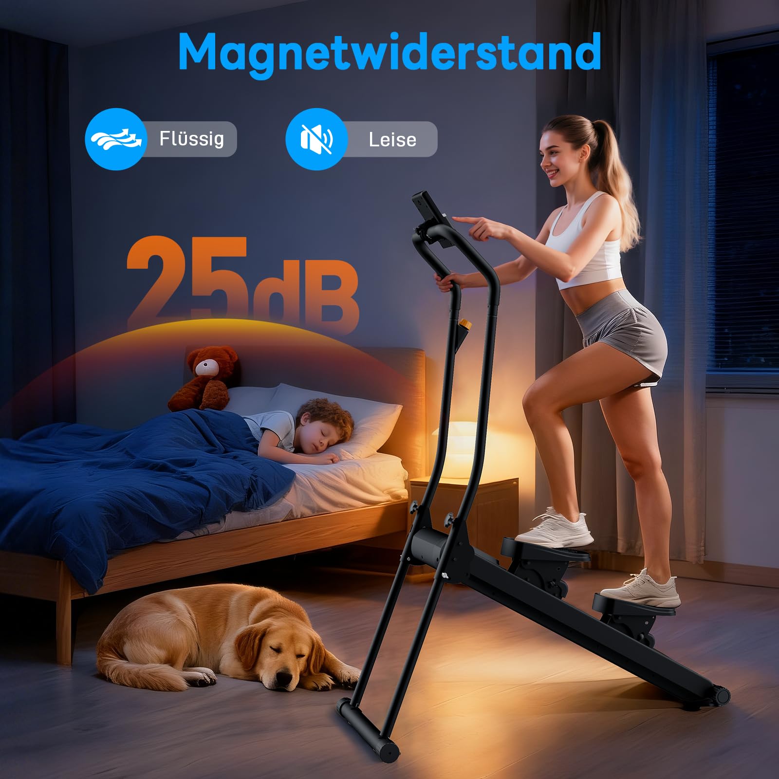 HXD-ERGO 2025 Magnetischer Stepper für Zuhause, Leiser Faltbarer Treppensteiger mit Einstellbarem Rahmen & Pedalwinkel, Ganzkörpertraining Heimtrainer(Dunkelgrau)