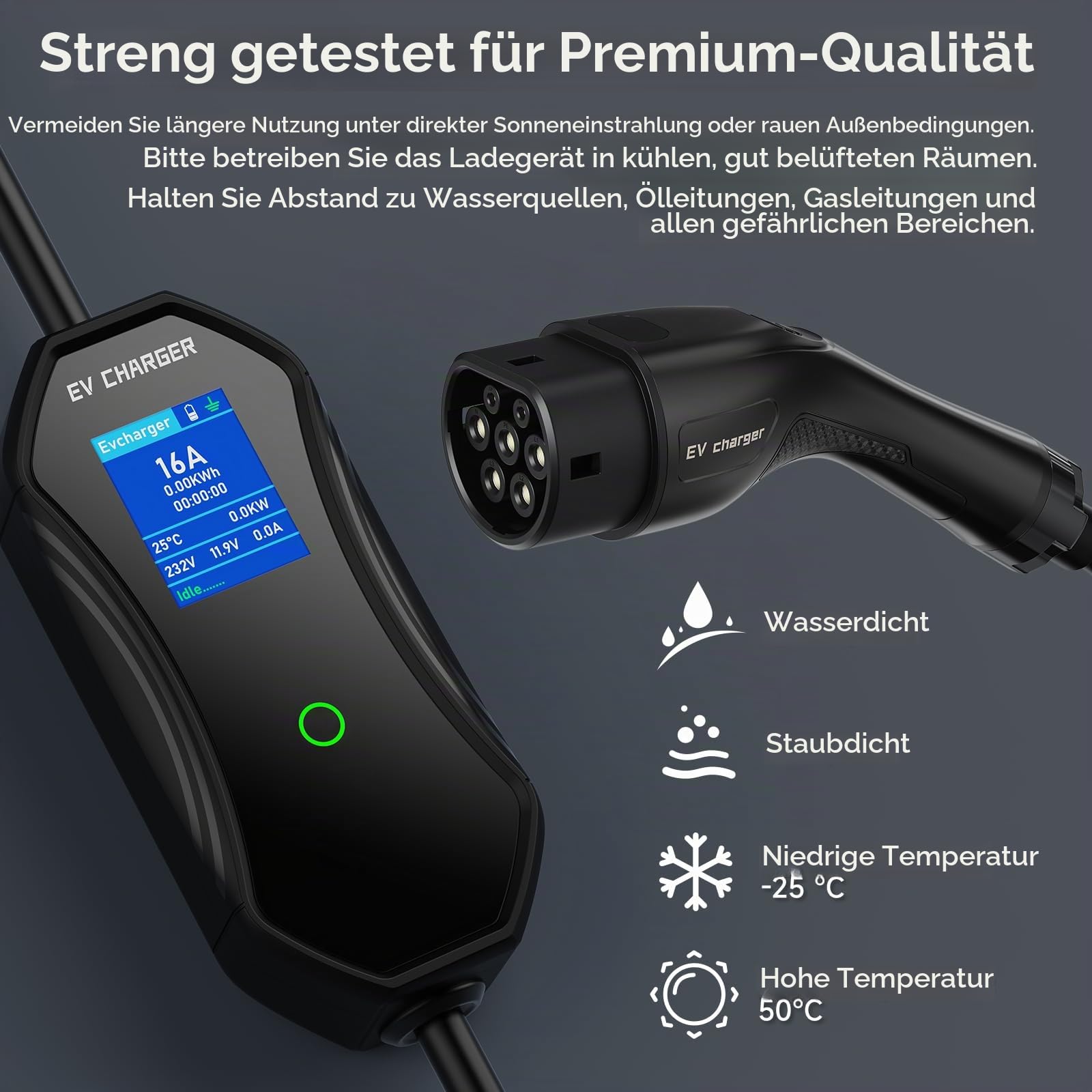Ladekabel Typ 2 CEE 16A, 11kW Mobile Wallbox 7M Ladegerät Typ 2