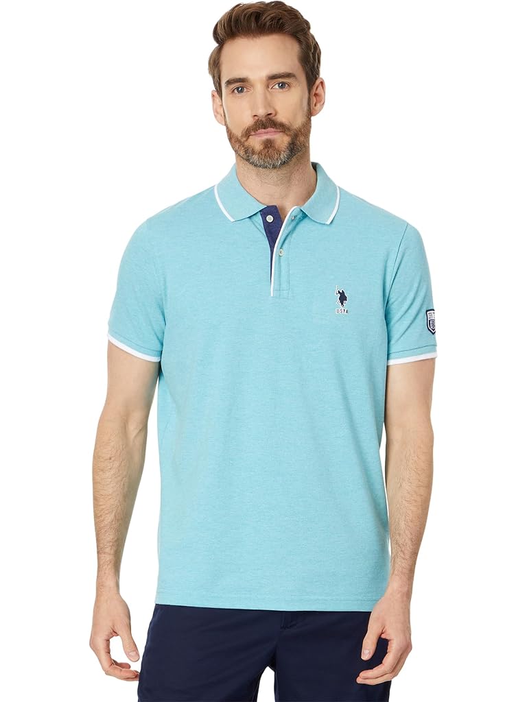 U.S. POLO ASSN. Piped Heather Pique Polo Shirt