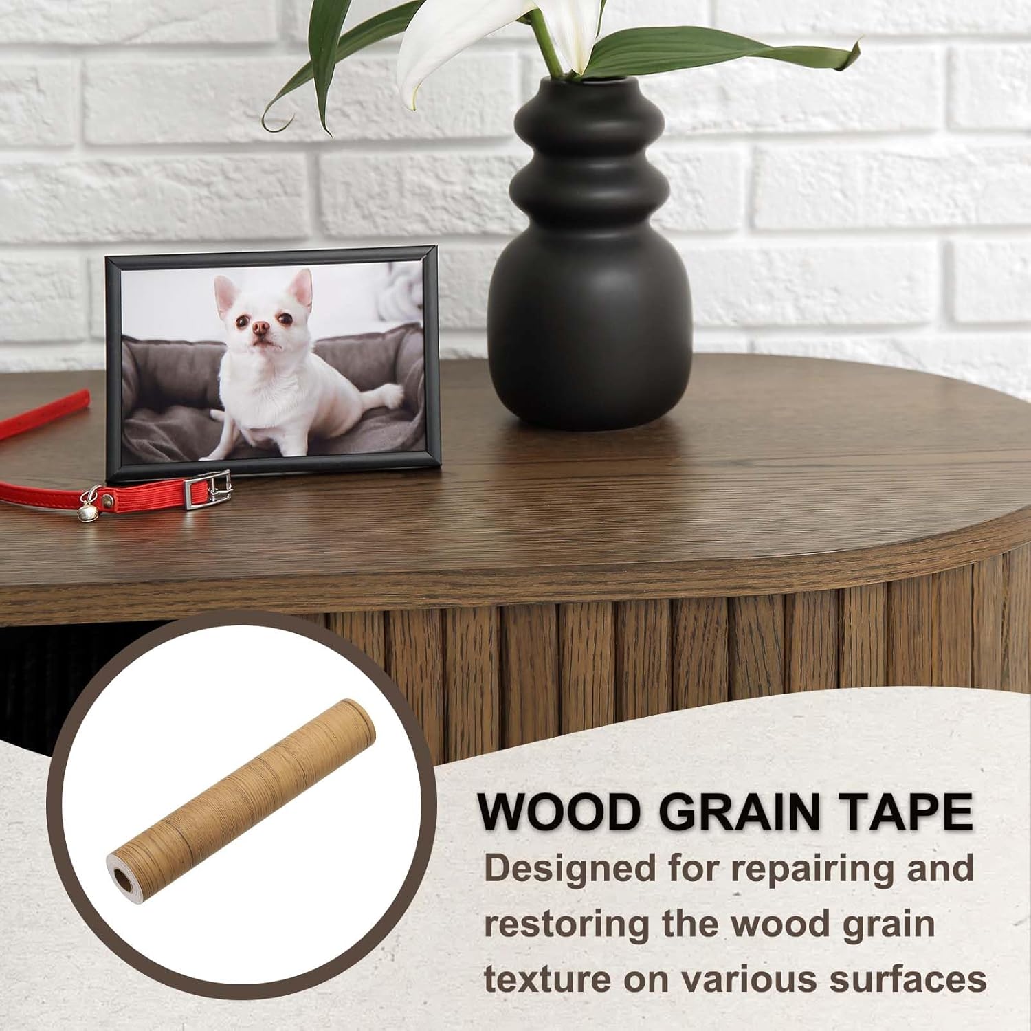 PATIKIL Wood Grain Tape 12" x 32 ft, Self-Adhesive Wood Texture Repair Tape Realistic Wooden Effect Patch for Furniture Cabinets Floor Walls, Yellow Teak