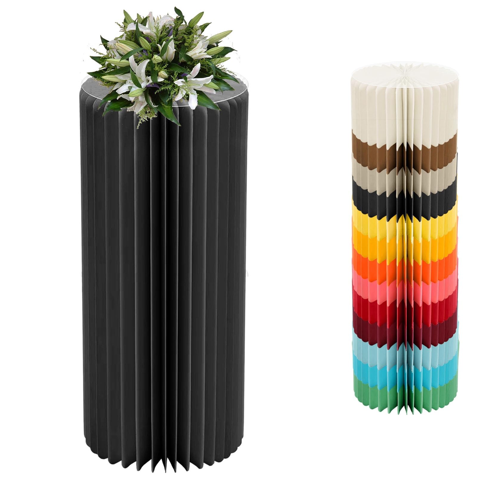 YTBHSHXZ plinth， Foldable Cardboard Cylinder Pedestal Cake Stand Multicolor 20-100cm(Black,H 80cm/31.5in)