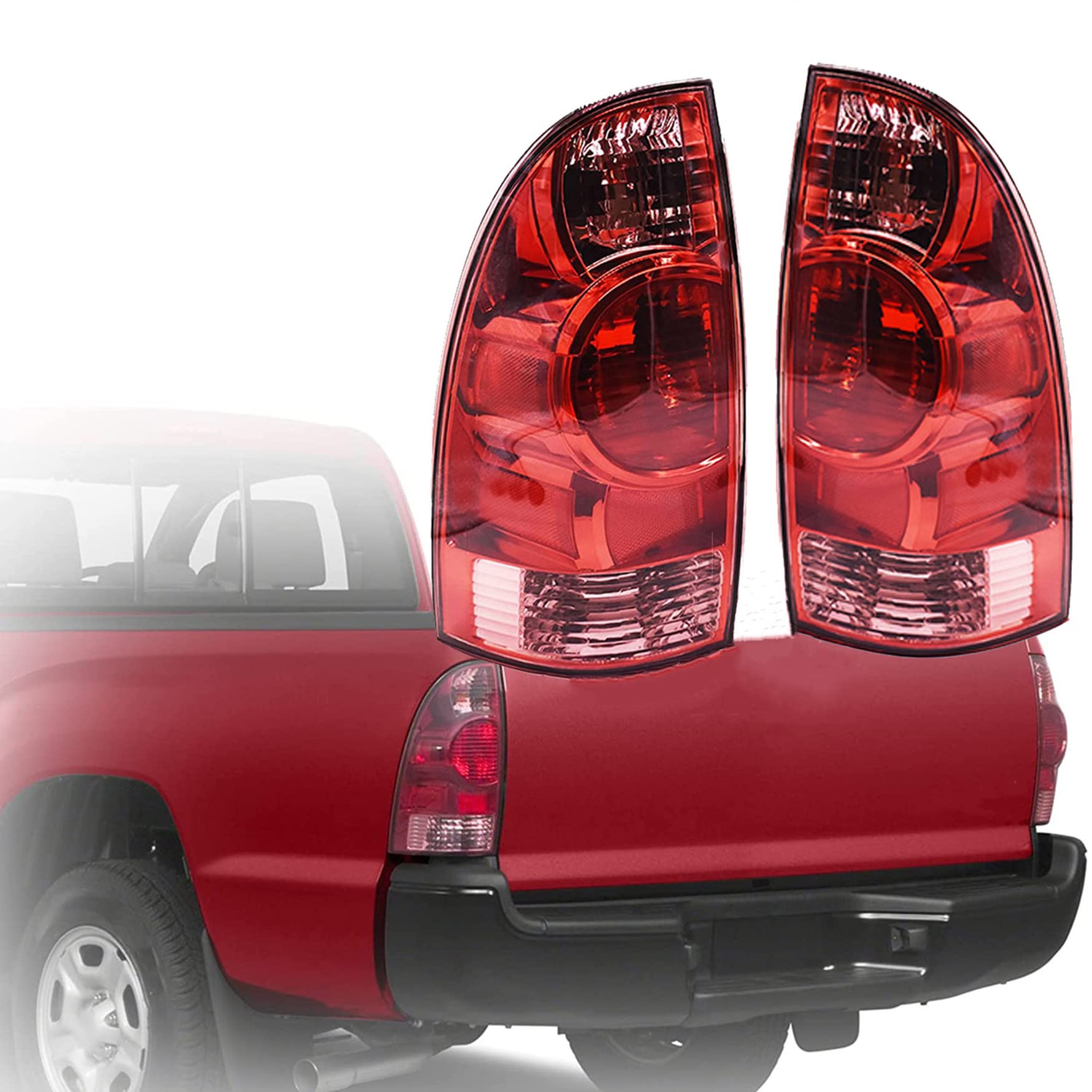 1 Pair Left & Right Tail Lights Assembly Replacement For Toyota Tacoma 2001 2004 Smoked Lens Driver Passenger Side Rear Brake Lamps 8155004060 8156004060