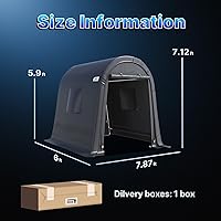 Vista 5 de ADVANCE OUTDOOR Cobertizo de Almacenamiento Refugio de 6 x 8 pies Techo de Pico Redondo de Acero Metálico Garaje Cochera Portátil para Motocicleta