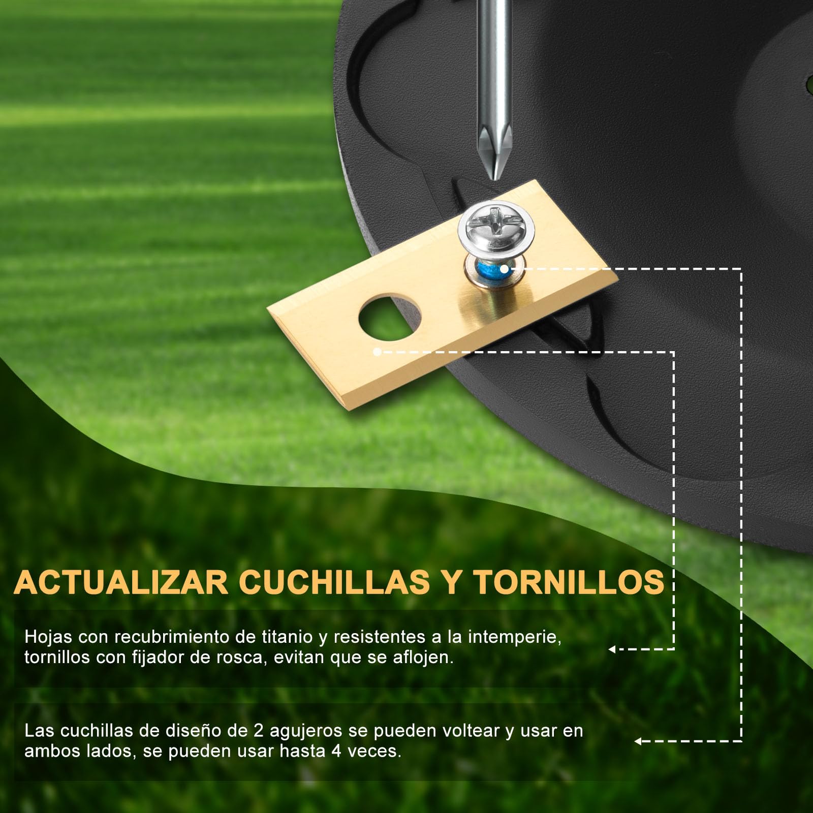 [ACTUALIZACIÓN] 2 Discos de Cuchillas + 12 Cuchillas Compatibles con ECOVACS A1600, A2000, A2500 y A3000, Disco de Cuchillas para Cortacésped Robótico, Plato Giratorio de Cortacésped Robótico