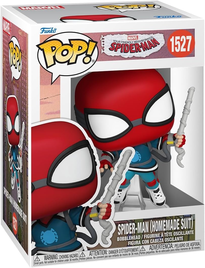 ¡ESTALLIDO! Marvel: Spider-Man - Peter Parker en Proto Traje (animado) | Mercancía oficial de superhéroes - Figura de vinilo coleccionable para exhibición en estante - Idea de regalo de cumpleaños para fanáticos y coleccionistas